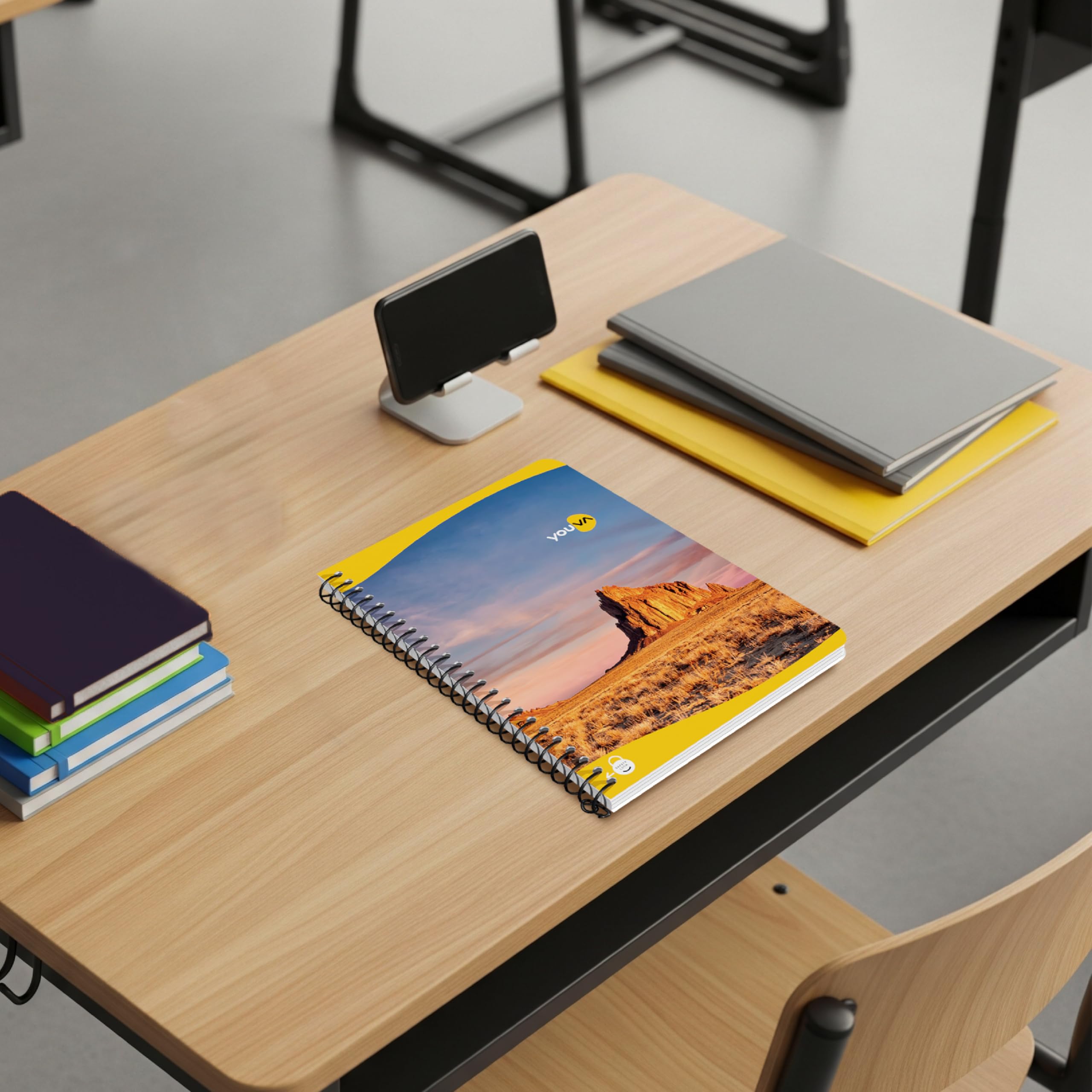 YOUVA Navneet|Spiral Long Book For Students And Executives|Spiral Bound With Safety Lock|A4 Size -21 X 29.7 Cm|Single Line|400 Pages|Pack Of 1 2