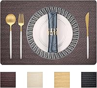 Vista 23 de PIGCHCY Juego de 6 manteles individuales en forma de cuña con centro de mesa, redondos, lavables, resistentes al calor (gris plateado)