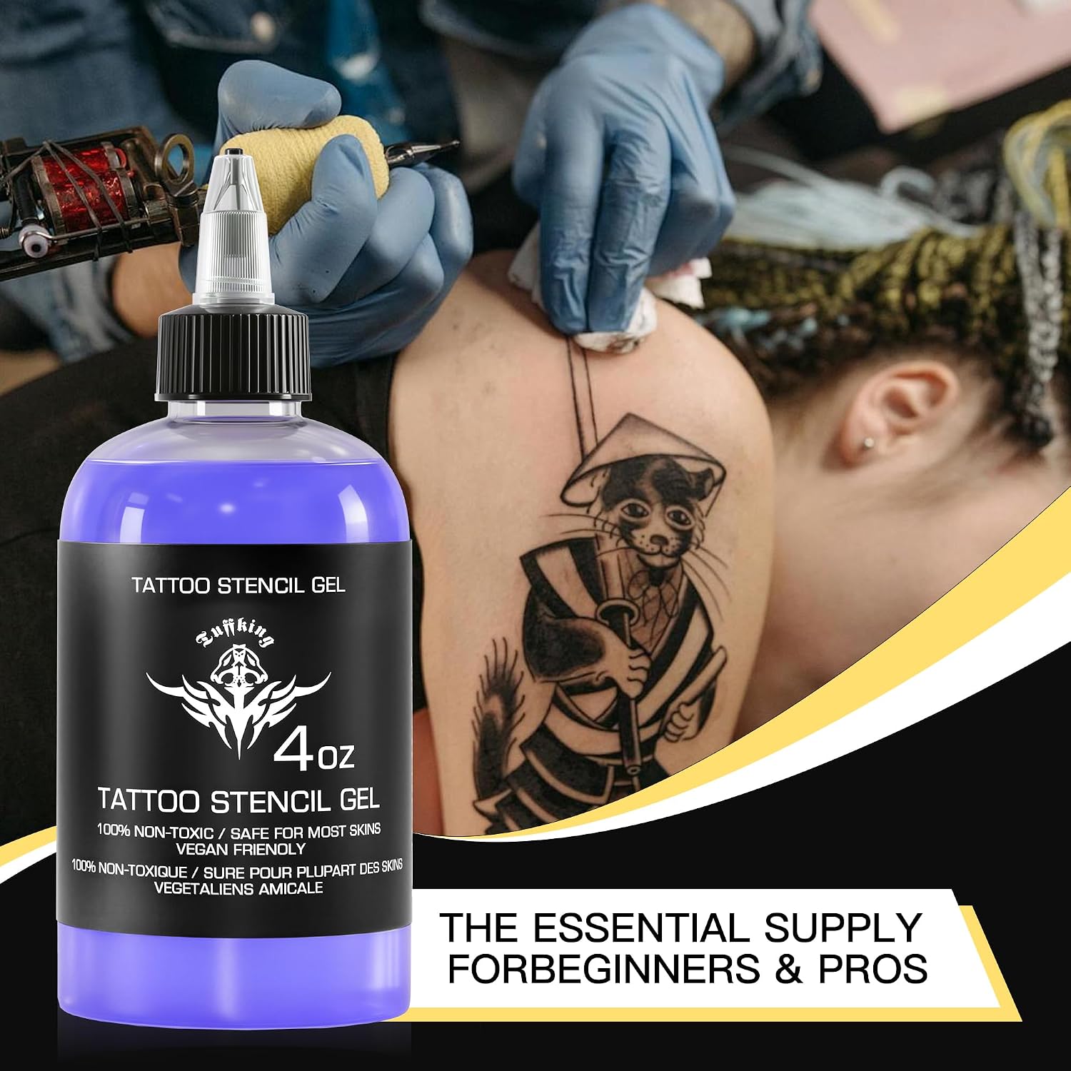 120ml Tattoo Stencil Transfer Gel Solution 4OZ Professional Tattoo Application Solution for Machine Stencils Paper, Stencil Transfer Gel for Beginners Artists Tattoo Supplies (BLUE)