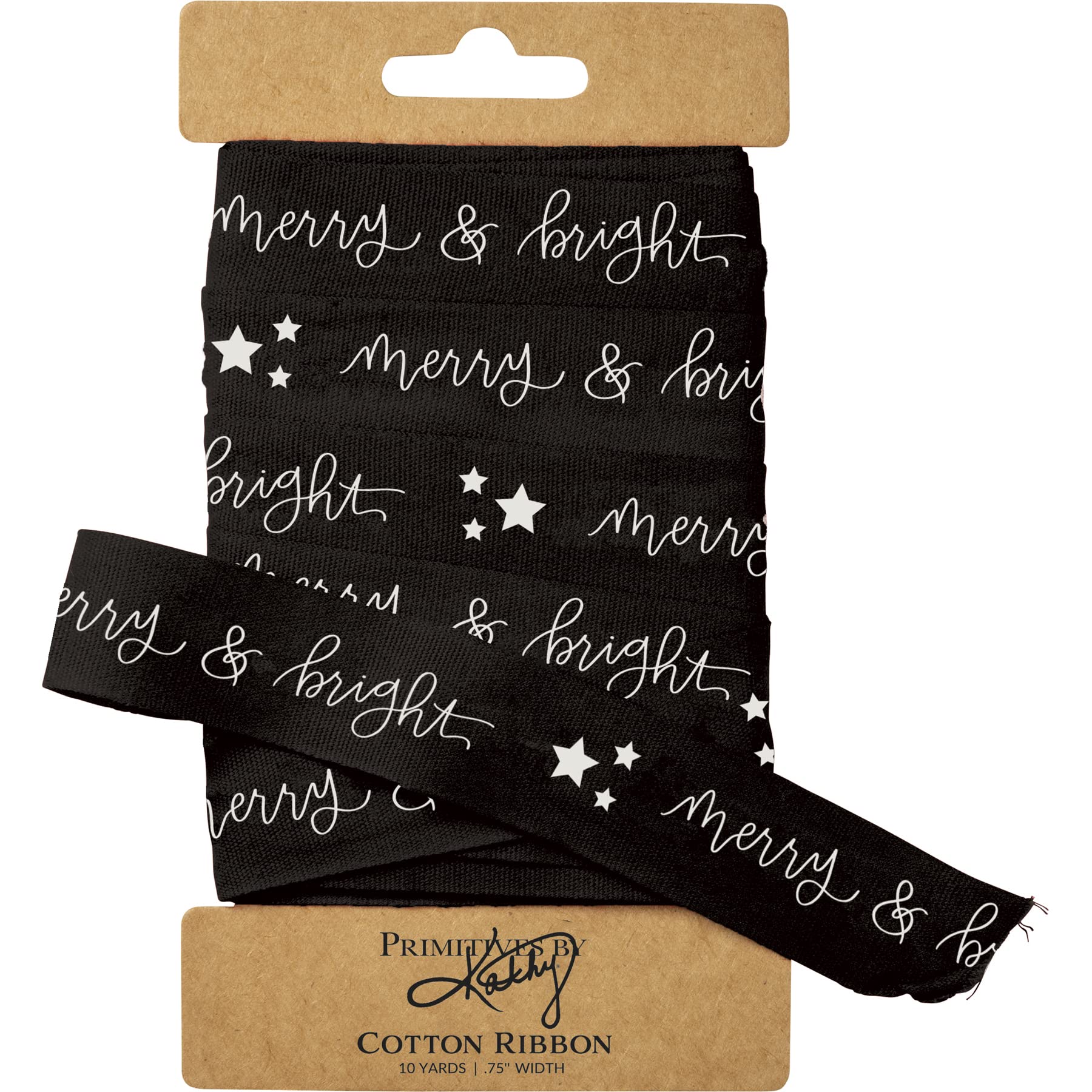 Ruban Merry and Bright noir coton Primitives By Kathy pour paquets originaux