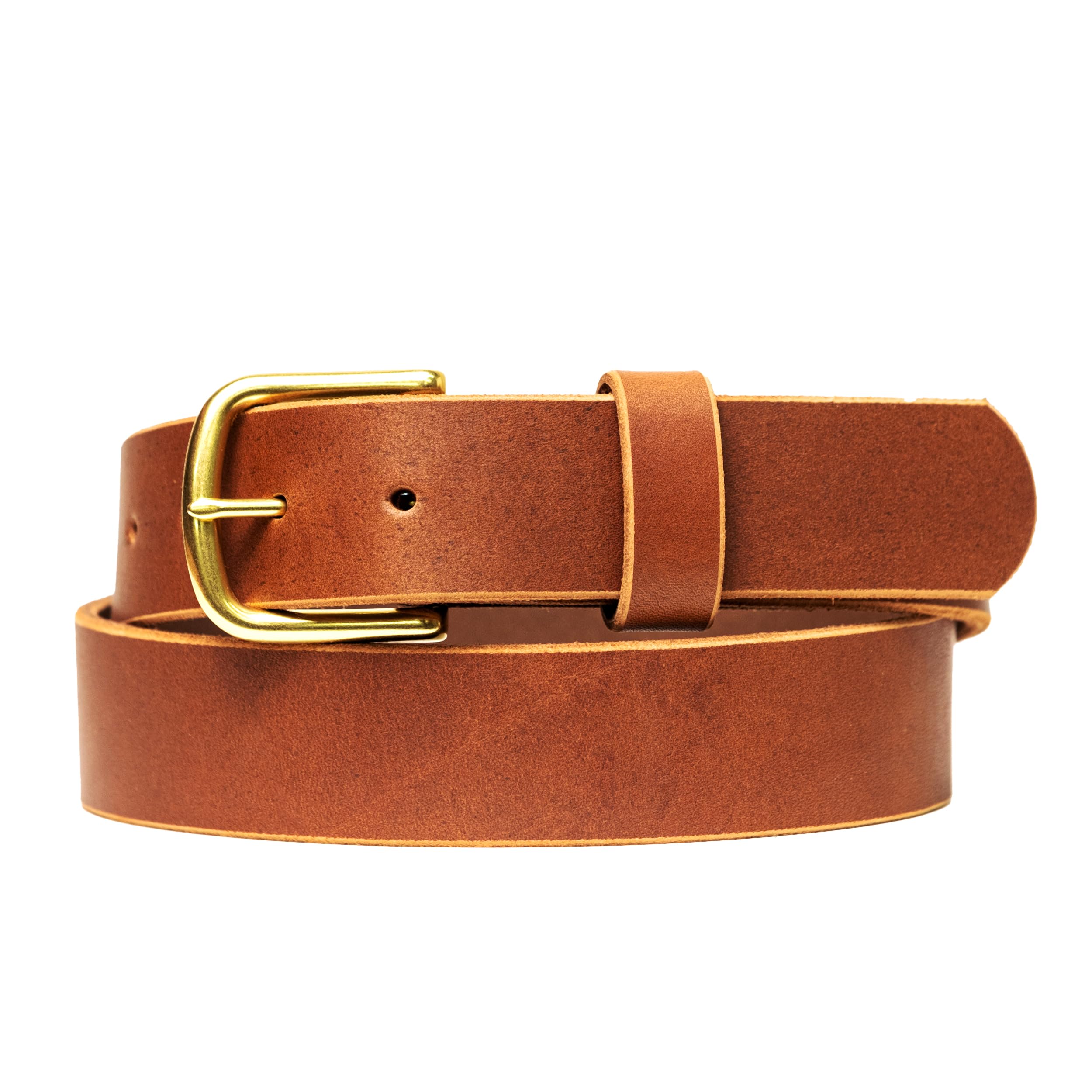 Nicks Boots Classic Leather Belt for Men, Solid Brass Buckle, Handcrafted in USA, Durable (1 1/2