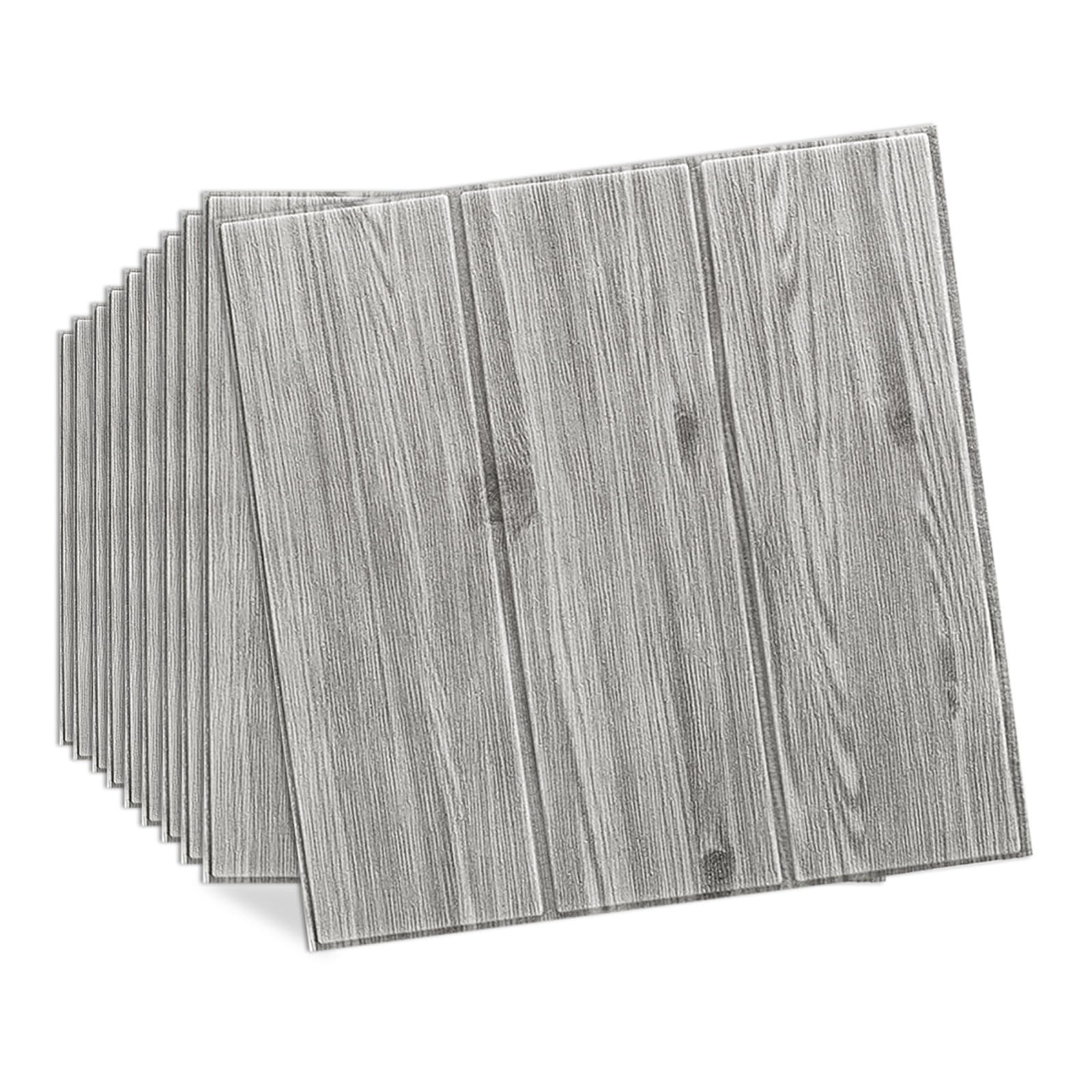 Anttyscar 30PCS Grey 3D Wall Panels 35 x 35cm Self-Adhesive Wood Panels for Walls Waterproof Wall Sticker Soft Foam Panels Original Wood Grain Panelling Ceiling Tiles