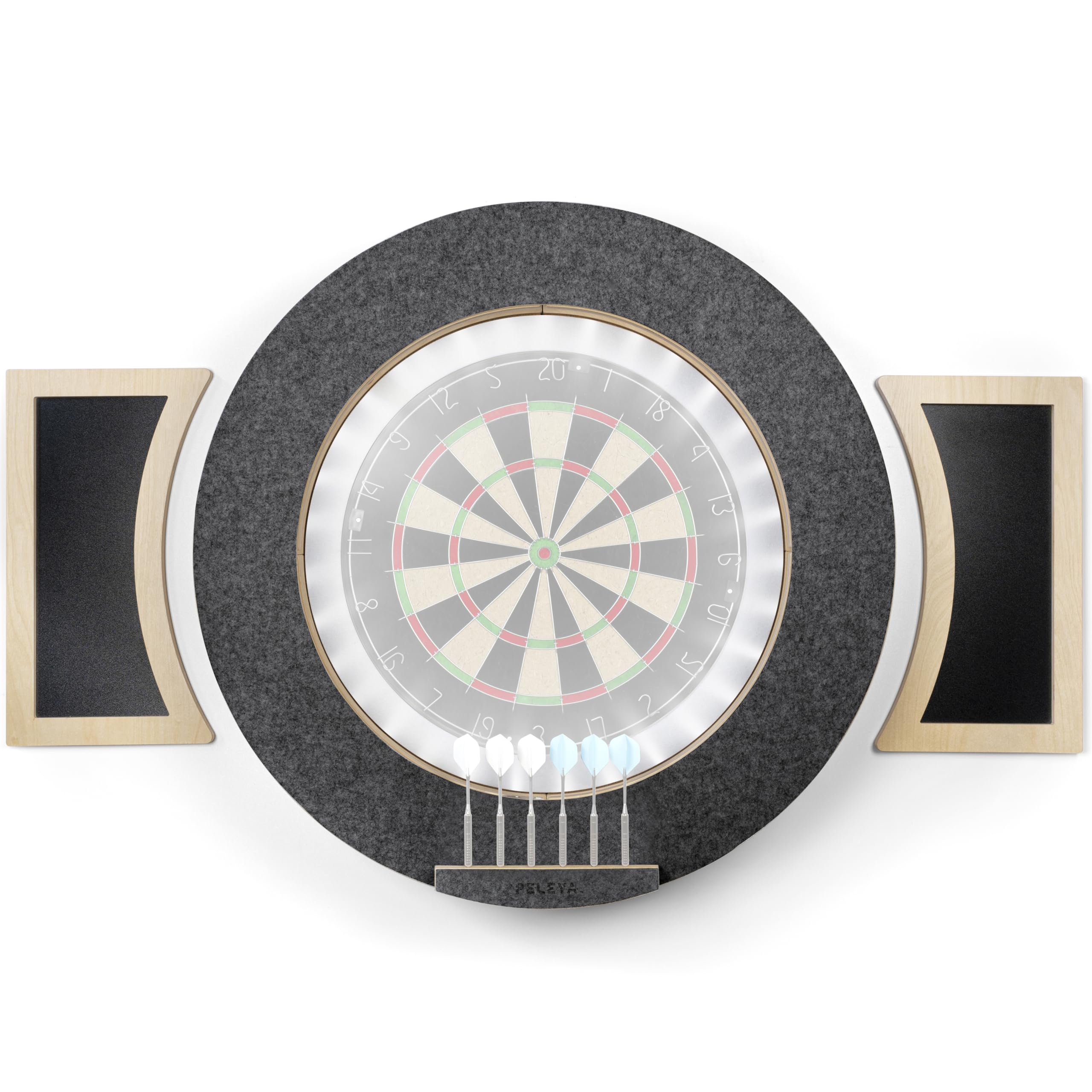 peleya Dart Board Cabinet Set with LED Light; Bristle Dartboard, Built in LED Light, Darts and Chalkboards