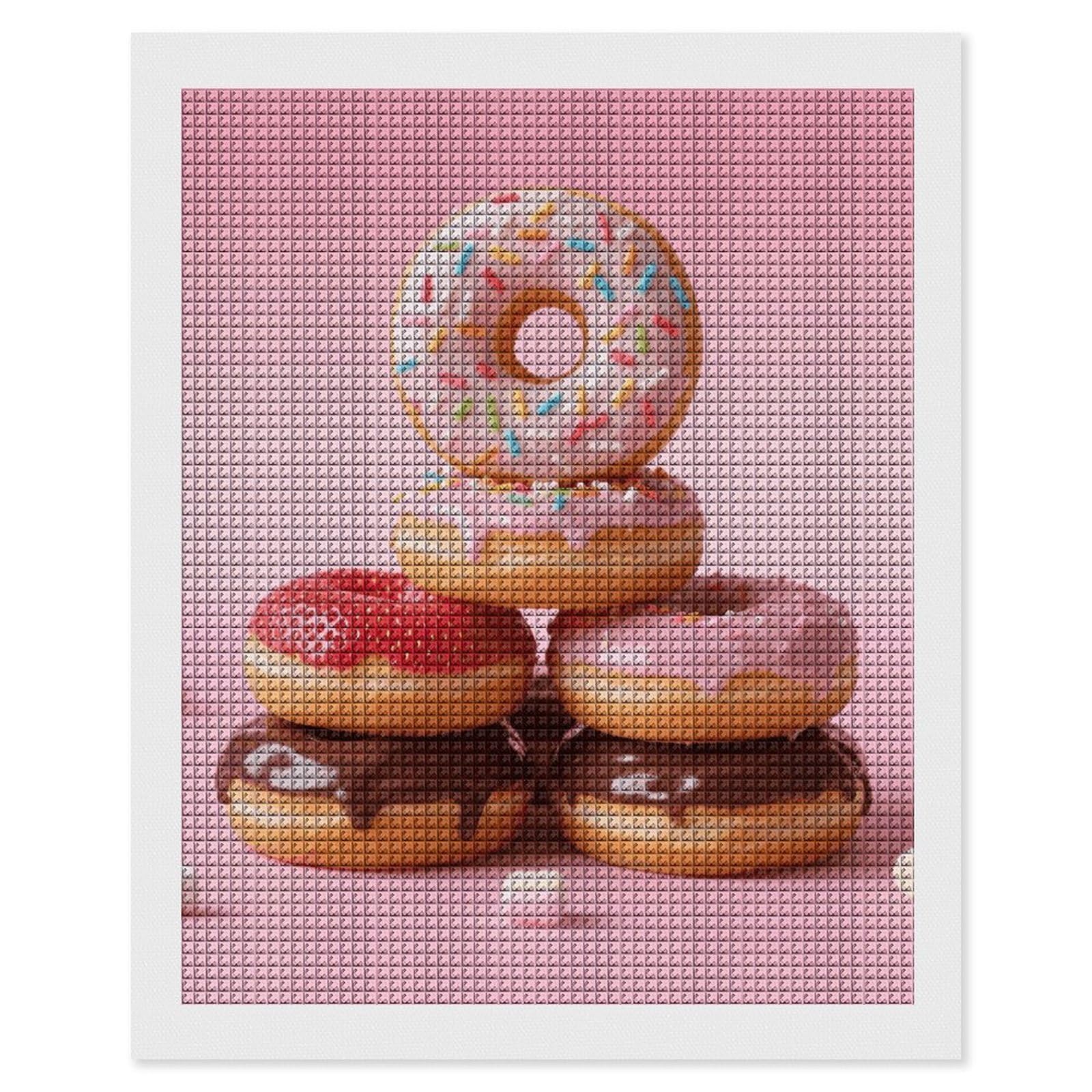 FodPand Donuts 5D Diamond Painting Kits for Adults Beginners Full Drill Square Diamond Dots Pictures Gem Art Supplies for Home Wall Room Decoration DIY Craft Set Gift 16x20