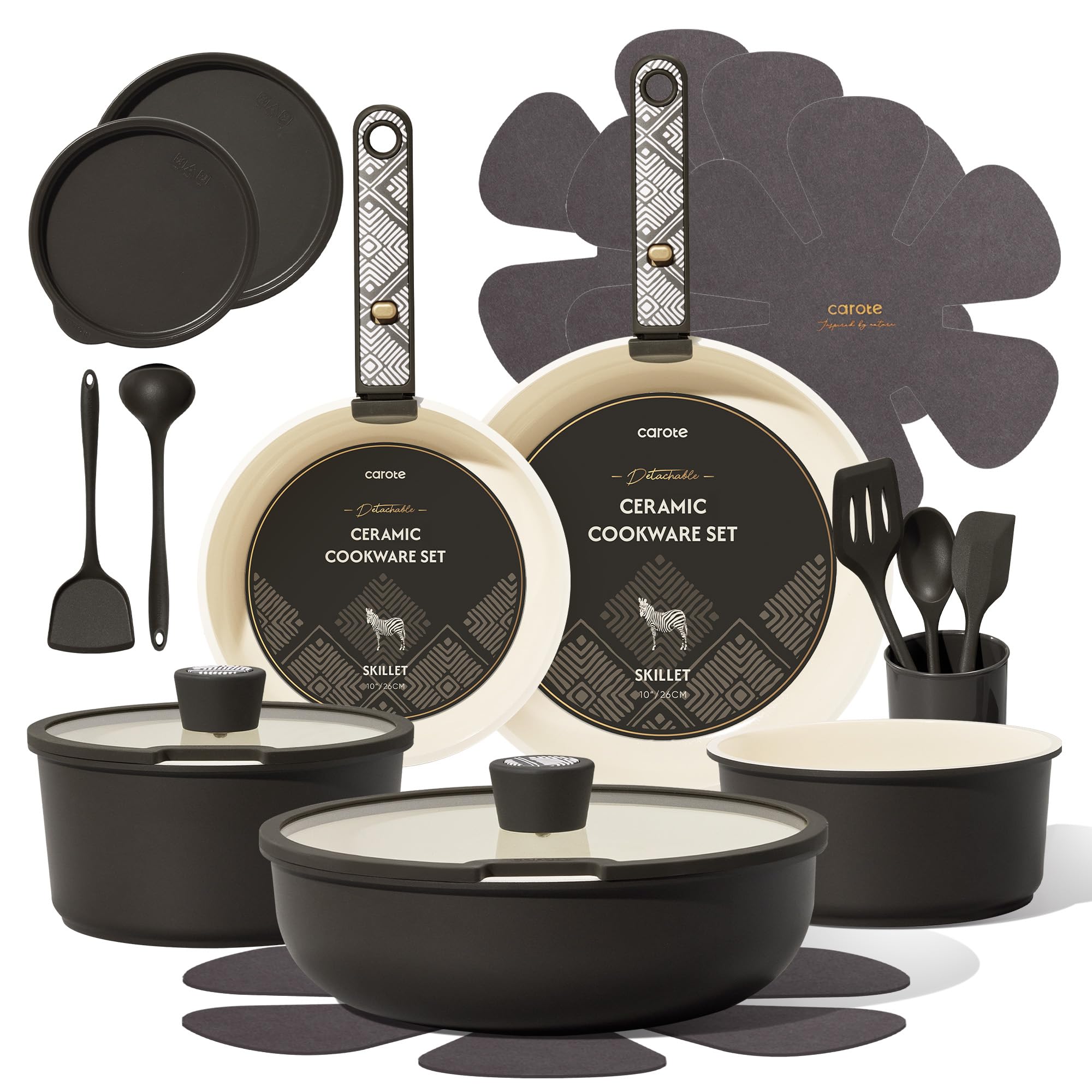 CAROTE 21-Piece Ceramic Cookware Set