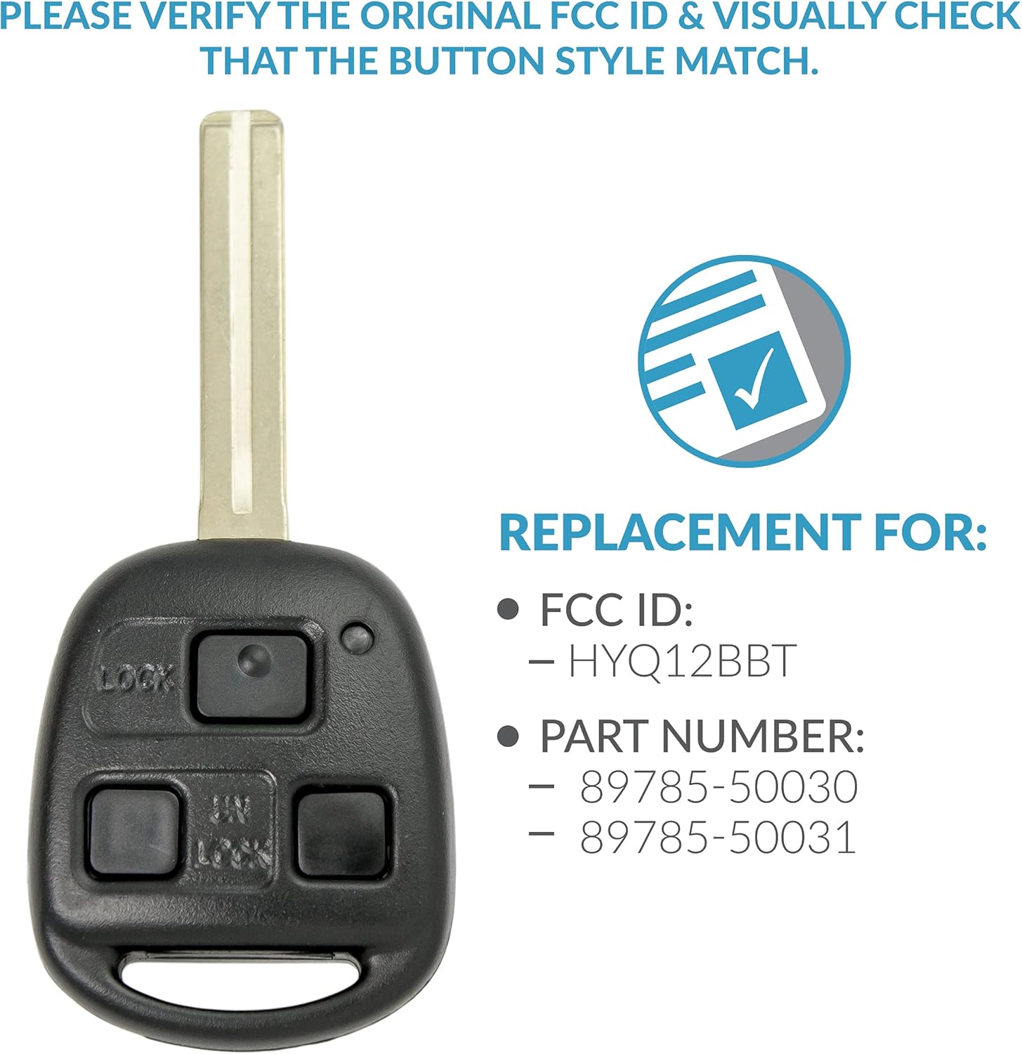 Keyless2Go Replacement for New Uncut Keyless Remote Combo Flip Key Fob for Vehicles That Use FCC HYQ12BBT (2 Pack)