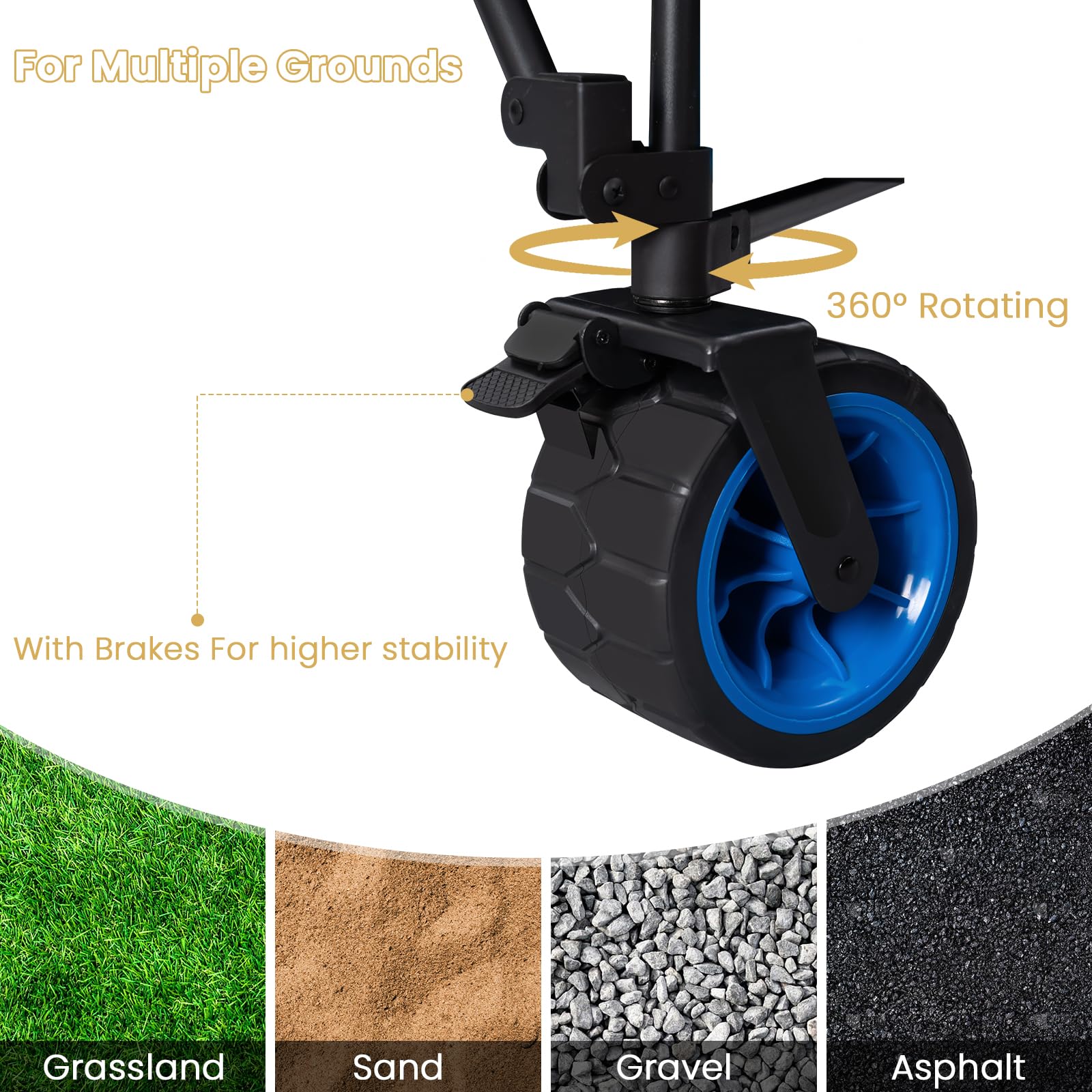 WOLTU Chariot de Jardin à roulettes, Chariot Pliable avec Plateau Amovible, Capacité 120kg, en Tissu Oxford+Acier, Noir+Blue