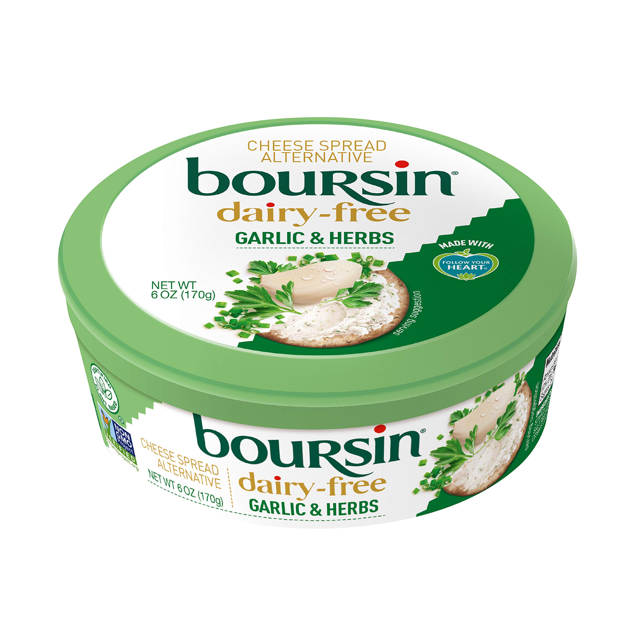Boursin Dairy-Free Cheese Spread Alternative, Garlic & Herbs, 6 Oz