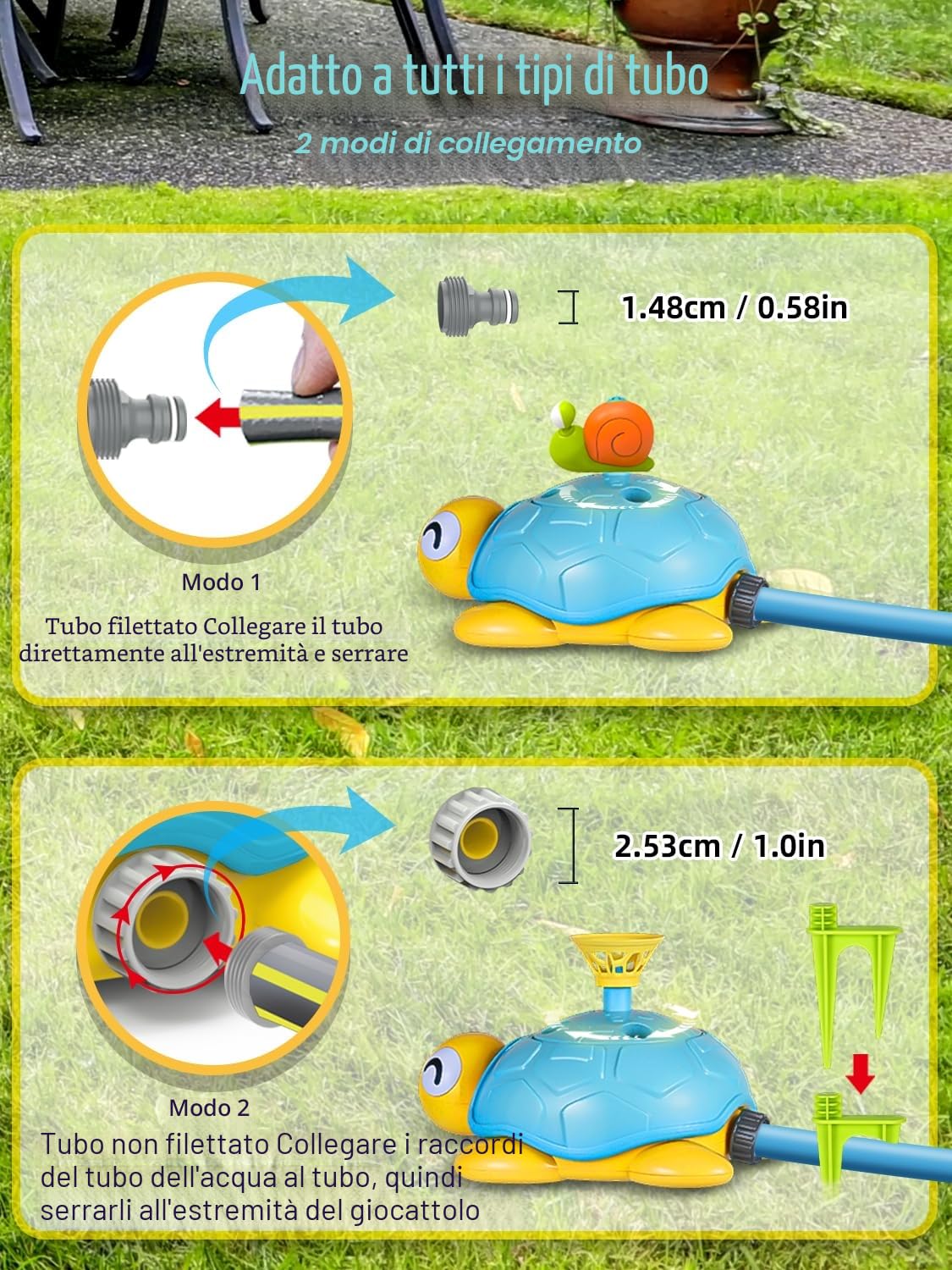 4 in 1 Giochi da Giardino per Bambini, Tartaruga Spruzzino Acqua da Giochi da Esterno, Gioco Lancio Anelli, Jump Challenge, Lanciatore di Baseball, Giochis Acqua Bambini 3 4 5 6 7 8 9 10 Anni
