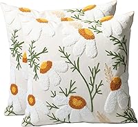 Vista 18 de Juego de 2 fundas de almohada decorativas bordadas para sofá, fundas cuadradas para cojines, para dormitorio, sofá, decoración rústica de granja, 18