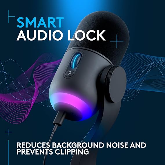 Logitech G Yeti GX Dynamic RGB Gaming Microphone with LIGHTSYNC, USB Mic for Streaming, Supercardioid, USB Plug and Play for PC/Mac - Black