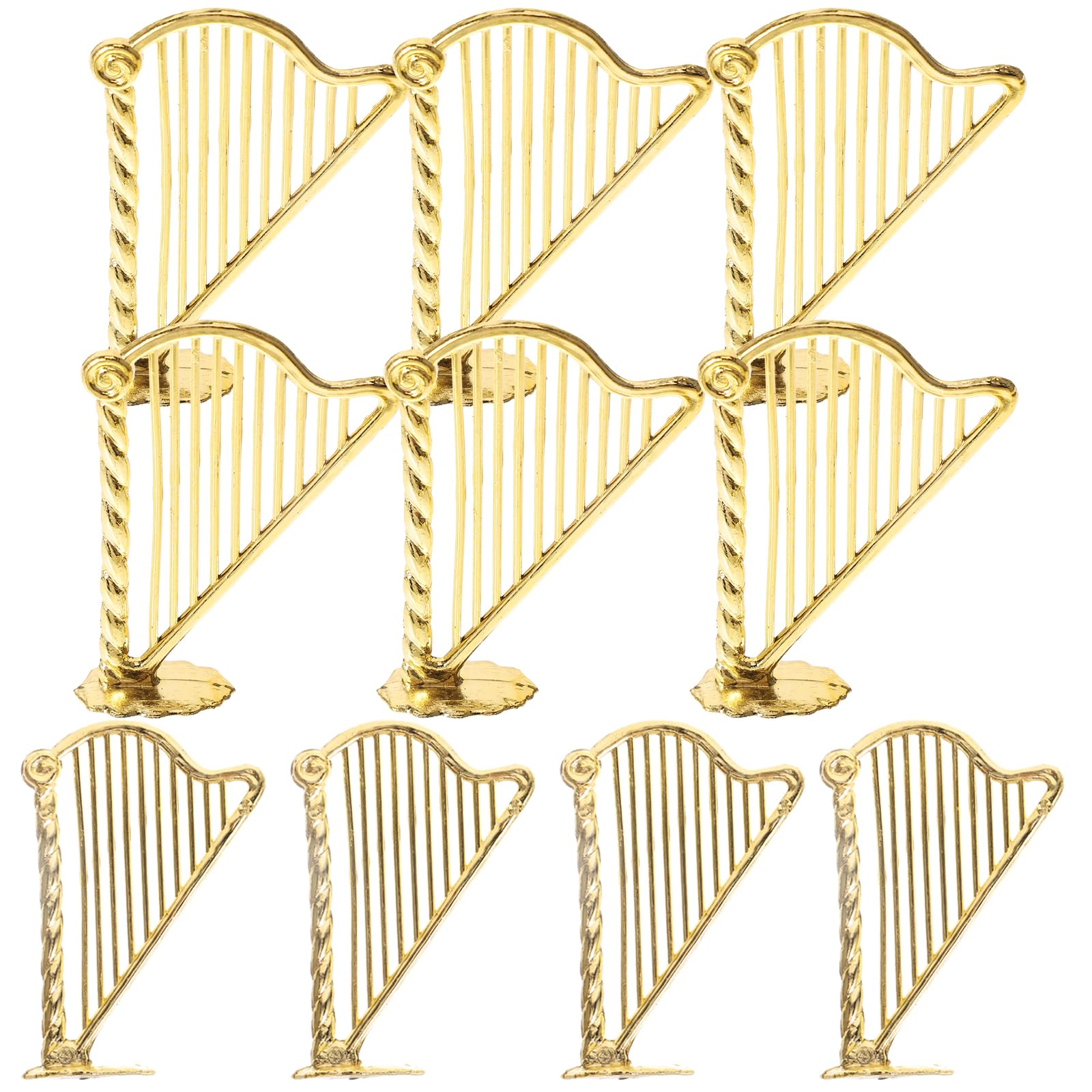 PRETYZOOM 10pcs Golden Harp Ornaments, Christmas Instrument Ornament for Tree Decoration, Dollhouse Harp Model for Decor, Christmas Miniature Musical Supplies