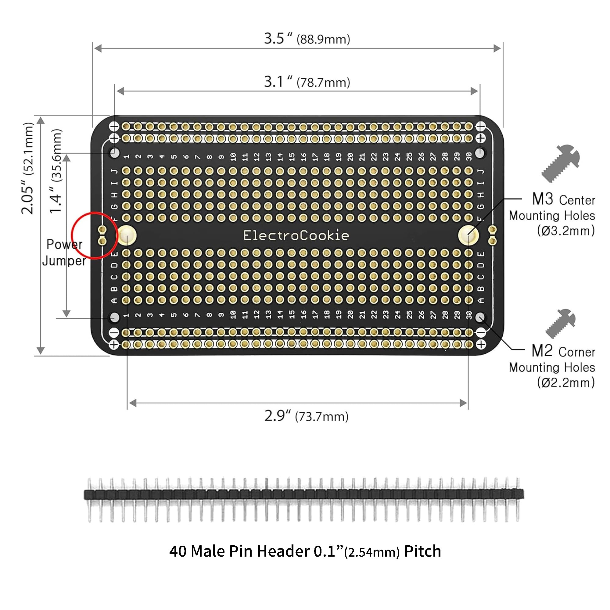 Pacchetto di Schede PCB Prototipo per Elettronica Fai-da-Te e Arduino – Protoboard Saldabili Placcato Oro (10 Schede + 10 Pin Maschio Header)