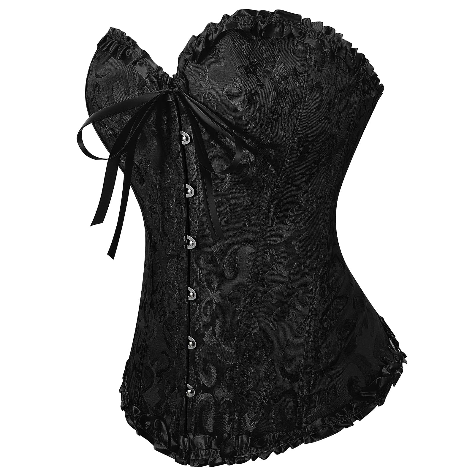 VONMELLI Korsett Damen Spitze Up Boned Overbust Vollbrust Corset Bustier Gothic Corsage Dessous Top