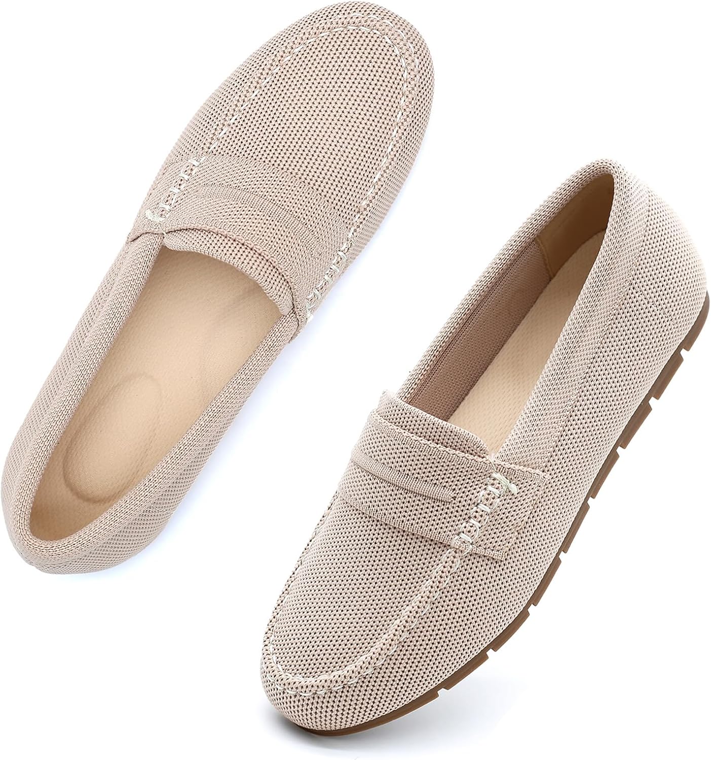 Loafers for Women Comfortable Slip On Walking Shoes Womens Dressy Casual Work Flat Knit Shoes