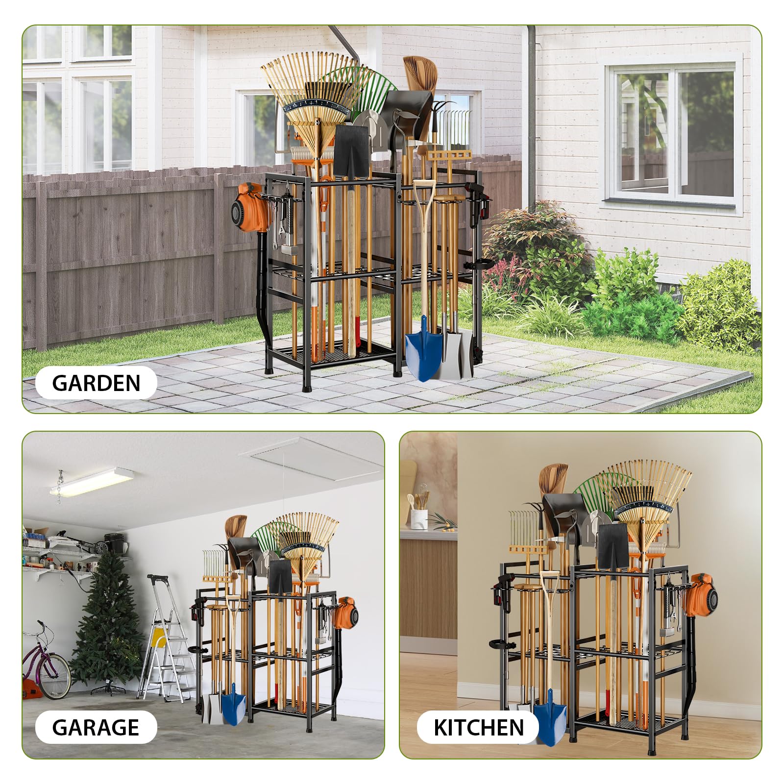 Mehrzweck-Gartengeräteaufbewahrungsregal, Gartenwerkzeug Organizer | Garten Werkzeug Turm Gestell für Garage Organisation und Lagerung, Für Klassifizierung Schweren Landwirtschaftlichen Geräten