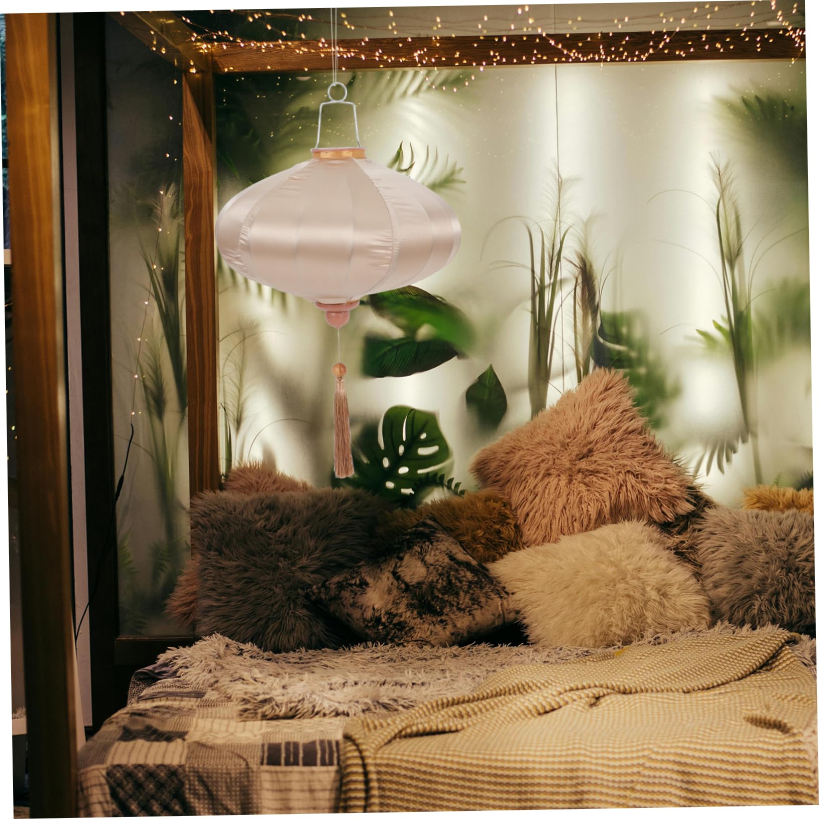 SHINEOFI Vintage Satin Laterne Für Hochzeitsdekoration Hängelaterne Mit Fransen Im Retro-Stil Für Innen Außennutzung Elegante Und Stabile Gestaltung Für Unvergessliche Atmosphäre