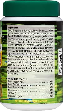 Ocean Nutrition Cichlid Vegi Formula Flake Fish Food - Natural Ingredient Fish Food Flakes for All Fish - Supports Health & Coloration, Does Not Cloud Water, Made in USA, 5.5 oz (154 g)