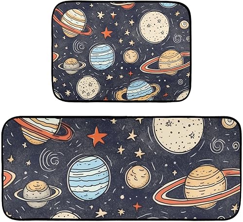 Juego de 2 tapetes de cocina para piso, diseño de planetas, dibujos animados, dibujos animados, acolchados, absorbentes de agua, tapetes para puerta disponible en Yaxa Venezuela