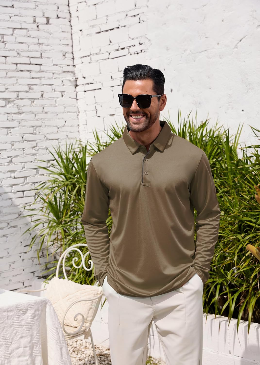 Men Polo Shirts Long Sleeve Moisture Wicking Dry Fit Performance Tactical Shirt Collared Casual Golf Tennis Shirt - Image 2