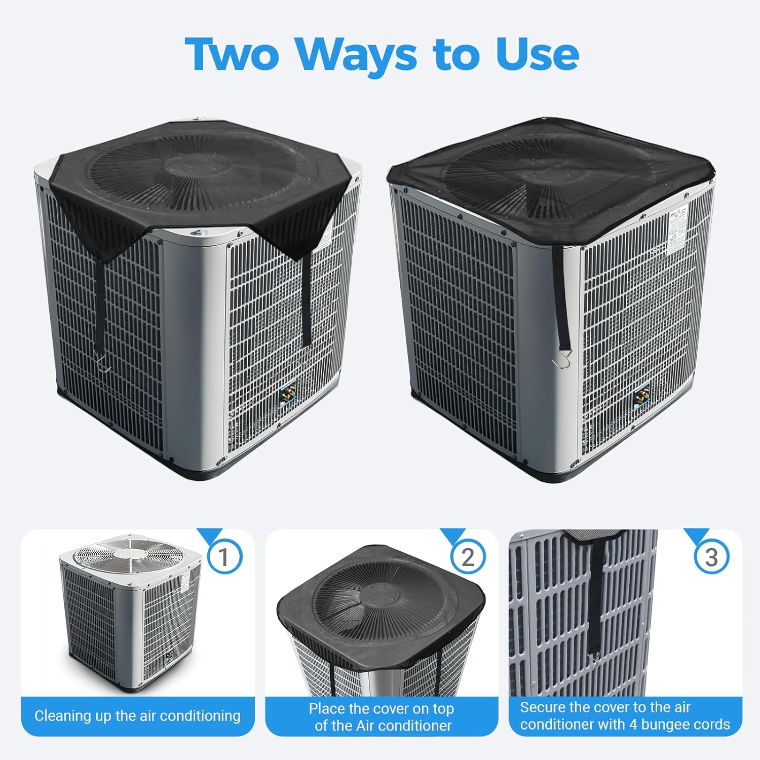 JIFTOK 2Pcs Central Air Conditioner Covers for Outside Units 40'' x 40'', Breathable AC Mesh Cover Protector Outside Unit, Durable AC Cover for Vent & Heater Unit, Top Universal Defener for All Season