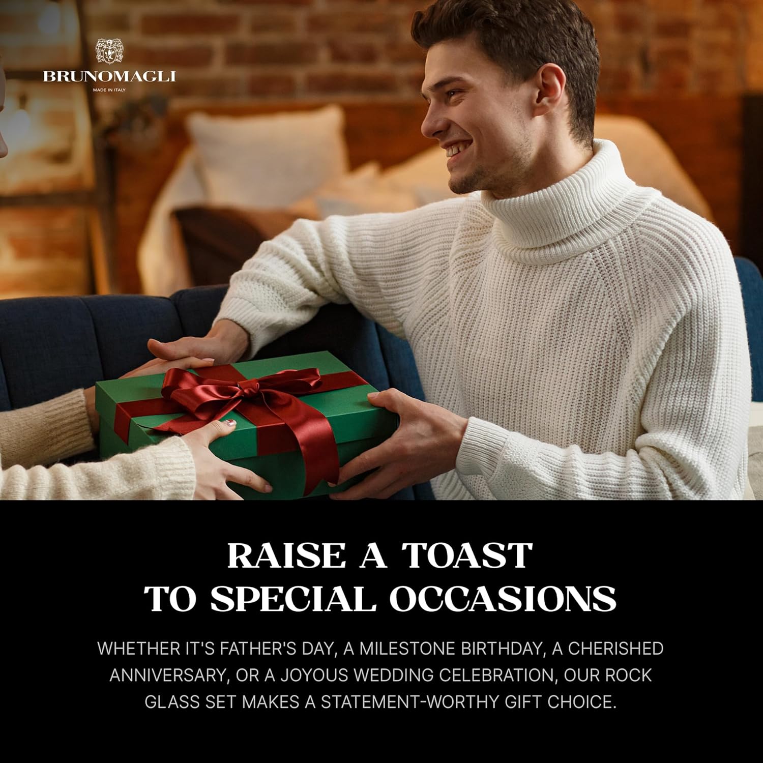 Bruno Magli 13 oz Leather Band Whiskey Rocks Glasses – Set of 4, Old Fashioned Crystal Barware for Scotch, Bourbon & Liquor, Lowball Tumblers with Wrapped Grip, Elegant Home Bar Drinkware - Image 7