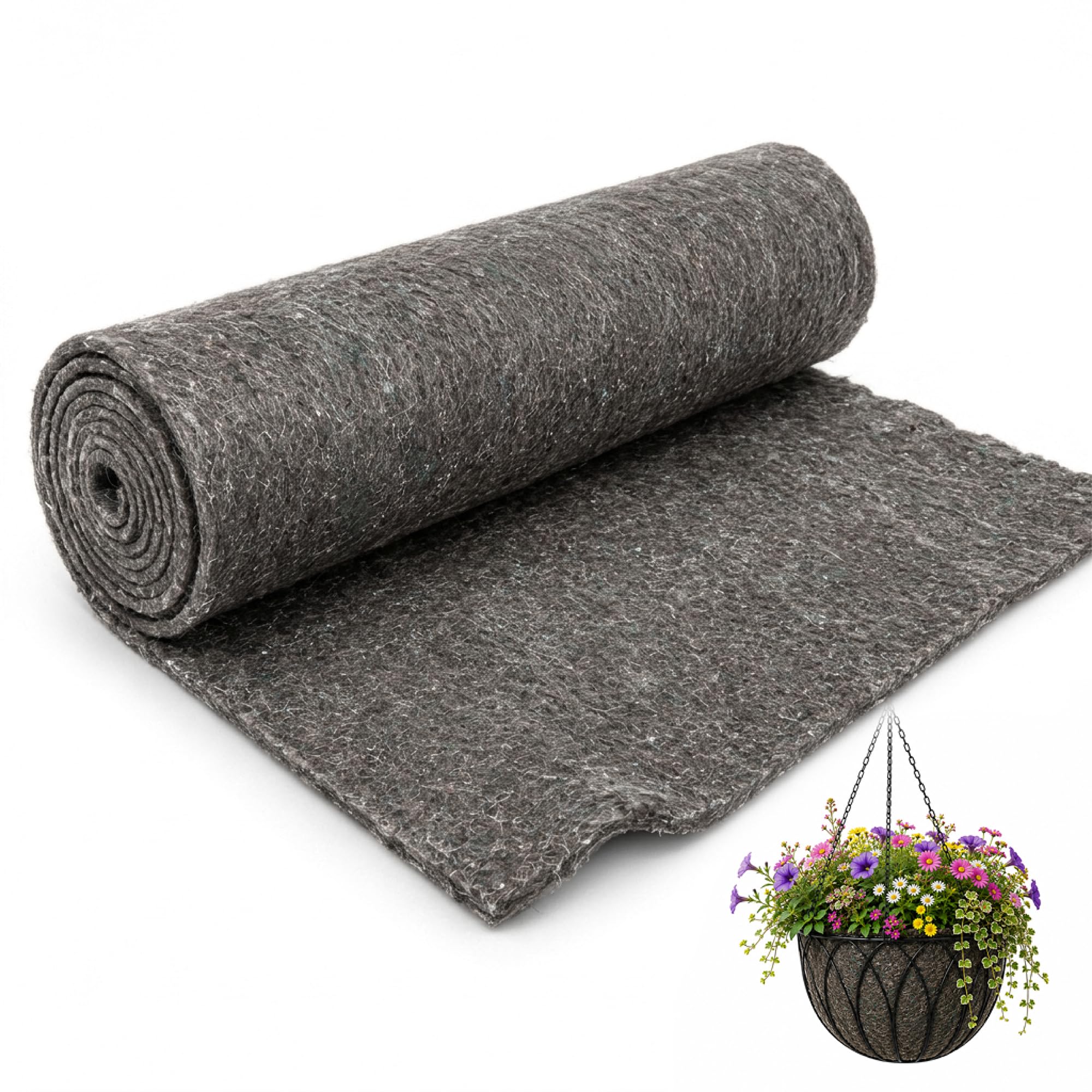 Capillary Matting Planter Liner Roll – Heavy Duty Basket Liner for Hanging Baskets, Window Boxes, Troughs & Plant Pots – Cut to Size Reusable Moisture Retaining Garden Felt