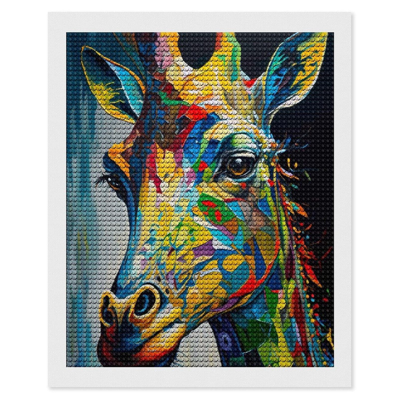 Junmoney Colored Wild Giraffe Diamond Painting Kit 16"x20", Easy Handmade Project, Cosy Home Accent, for Craft Lovers, Holiday Gift Idea