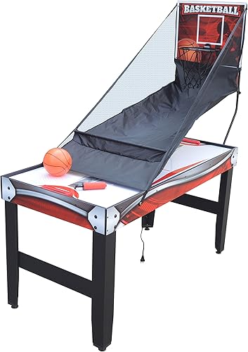 Hathaway Scout - Mesa multijuego 4 en 1 de 54 pulgadas, ideal para salas de juegos familiares, incluye baloncesto de arcade, hockey de aire, tenis