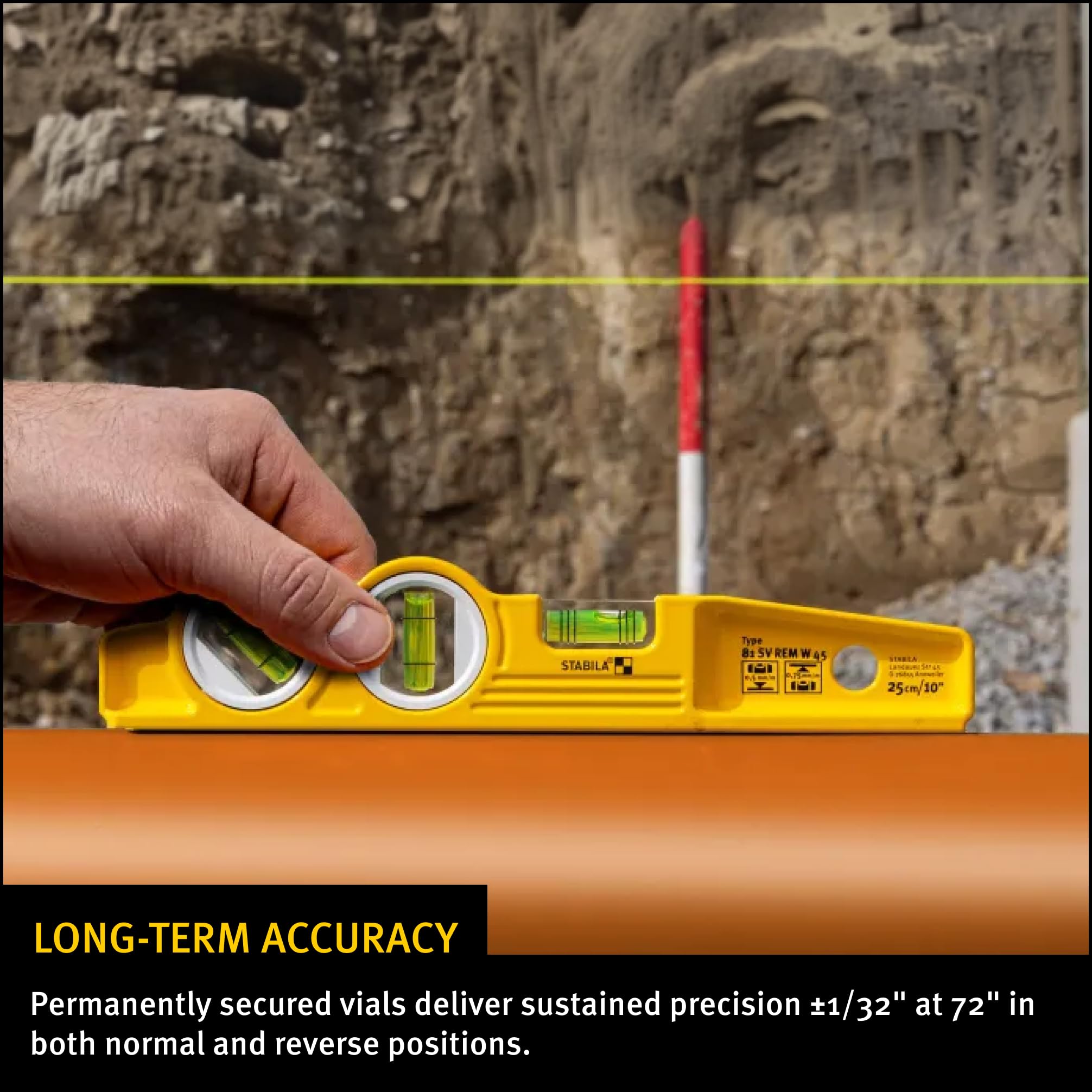 Stabila Torpedo Level - Accurate Leveling & Angle Measurement -9