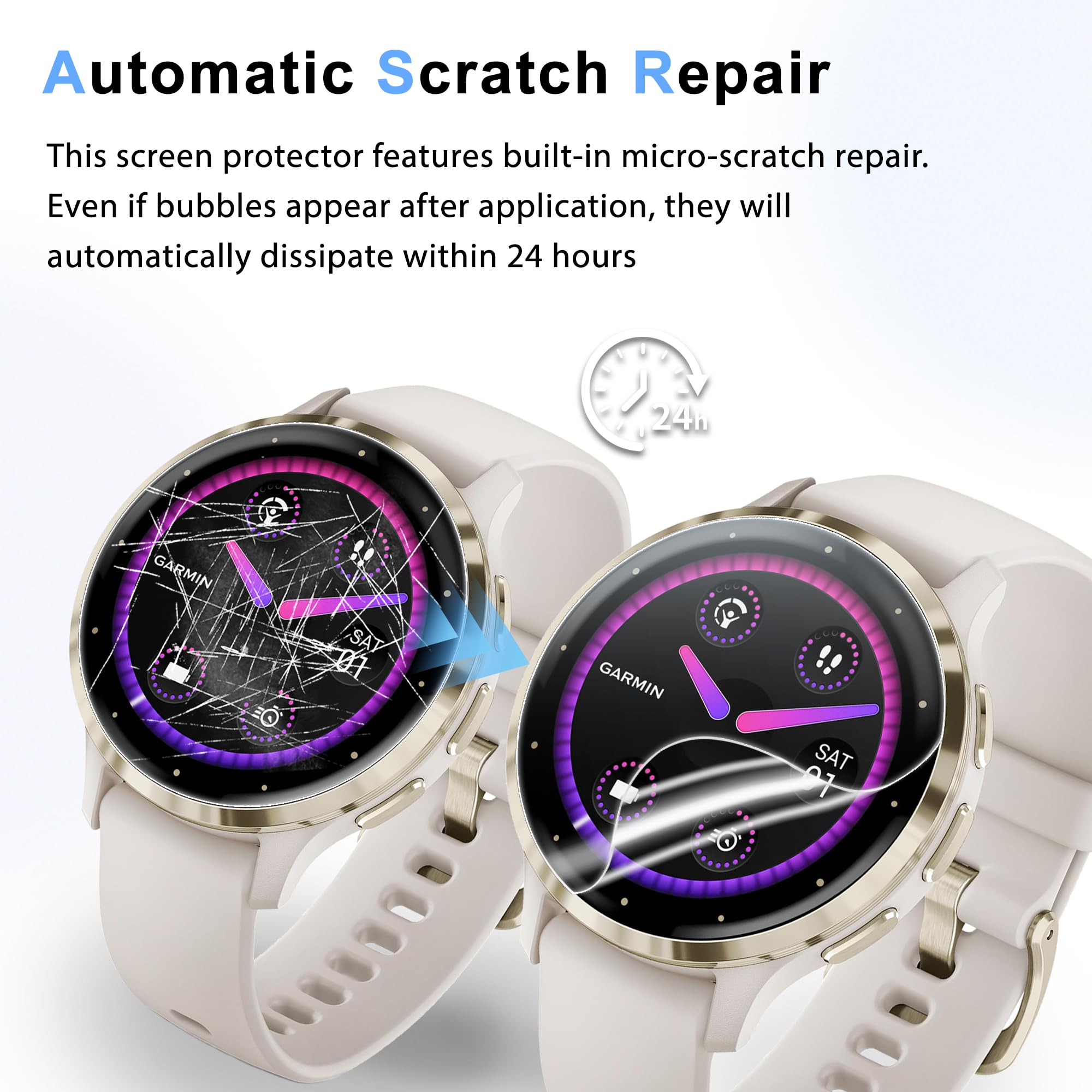 JavoYion 6 Pack Screen Protector for Garmin Venu 3S 41mm, High Clarity Soft Film, Touch Sensitive, Anti Shatter, Bubble Free, Flexible Screen Protector - 4