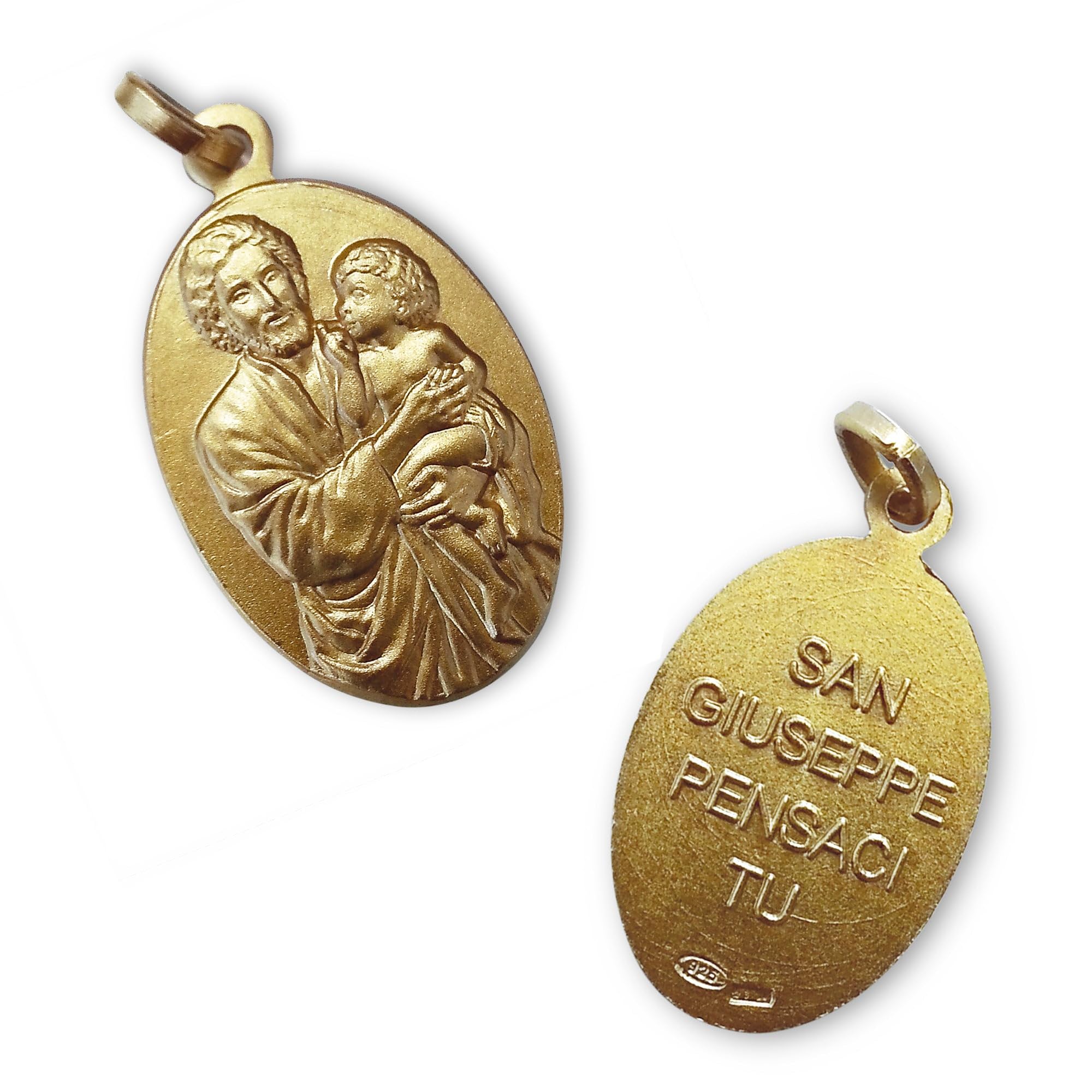 SHALOM - Médaille Saint Joseph En Argent 925 Humide Or. Hauteur 2,2 Cm