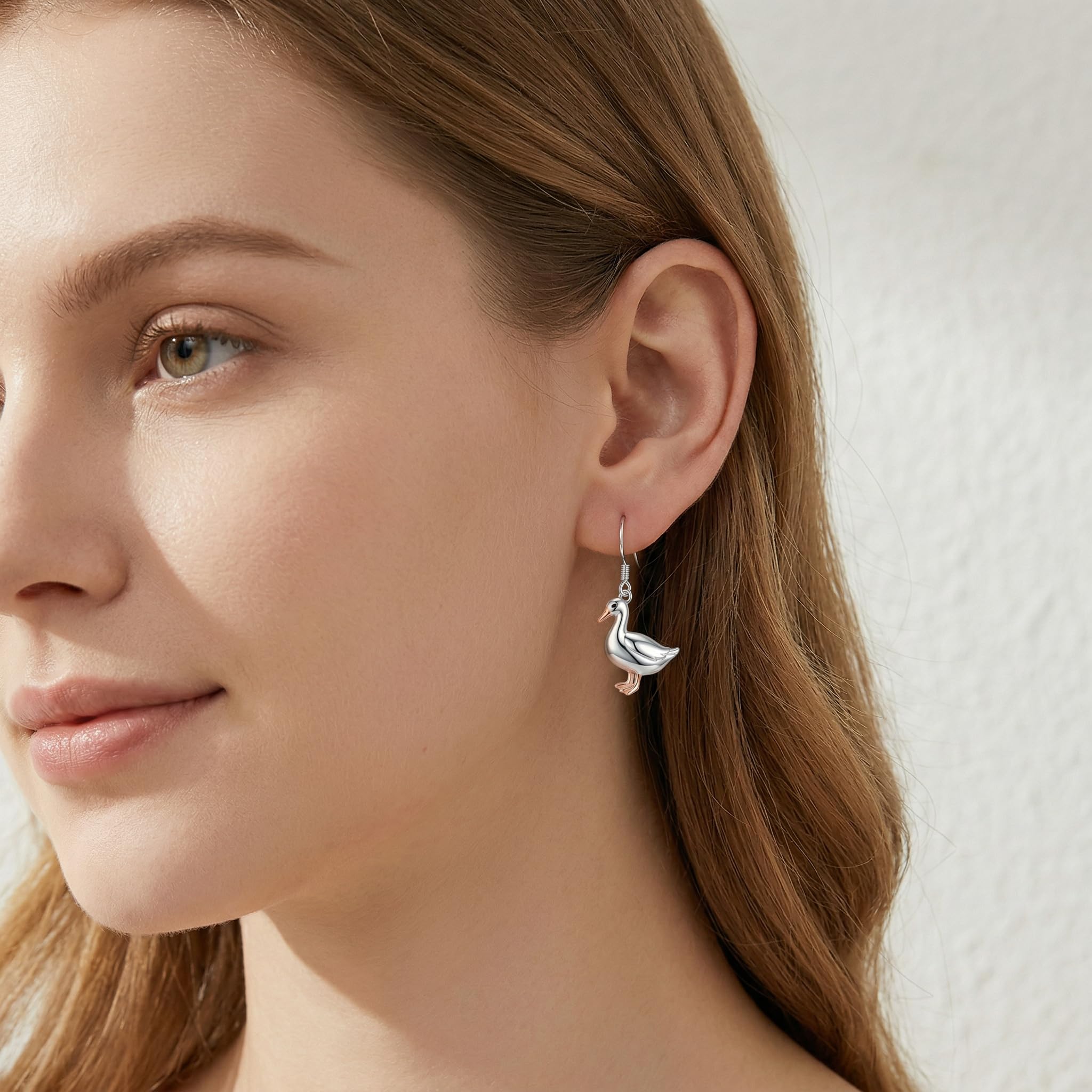 Gänse-Schwinge Ohrringe 925 Sterlingsilber niedliche Tiere Ohrringe süße Gans Schmuck Geschenke für Frauen