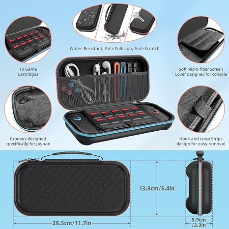 Switch 2 Zubehör Bundle Tasche für Nintendo Switch 2 (2025) MENEEA 20-in-1-Set: Tragetasche Controller-Lade-Dock Griffe für Joy-Con Lenkräder für Mario Kart Schutzhülle für Controller(Schwarz)