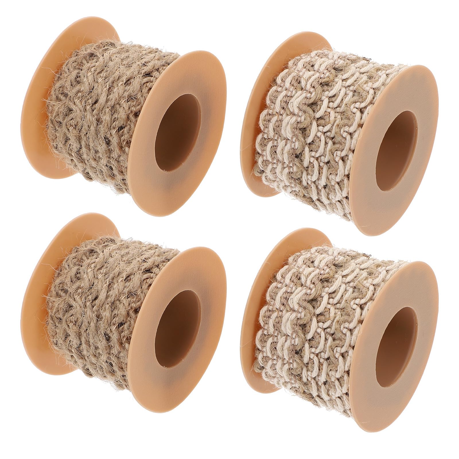 DOITOOL 5m X 4 Rolls Jute Braid Trim Ribbon, Two Colors + Natural, Garment Sewing Decorative Lace for DIY Clothing Edging and Craft Accessories