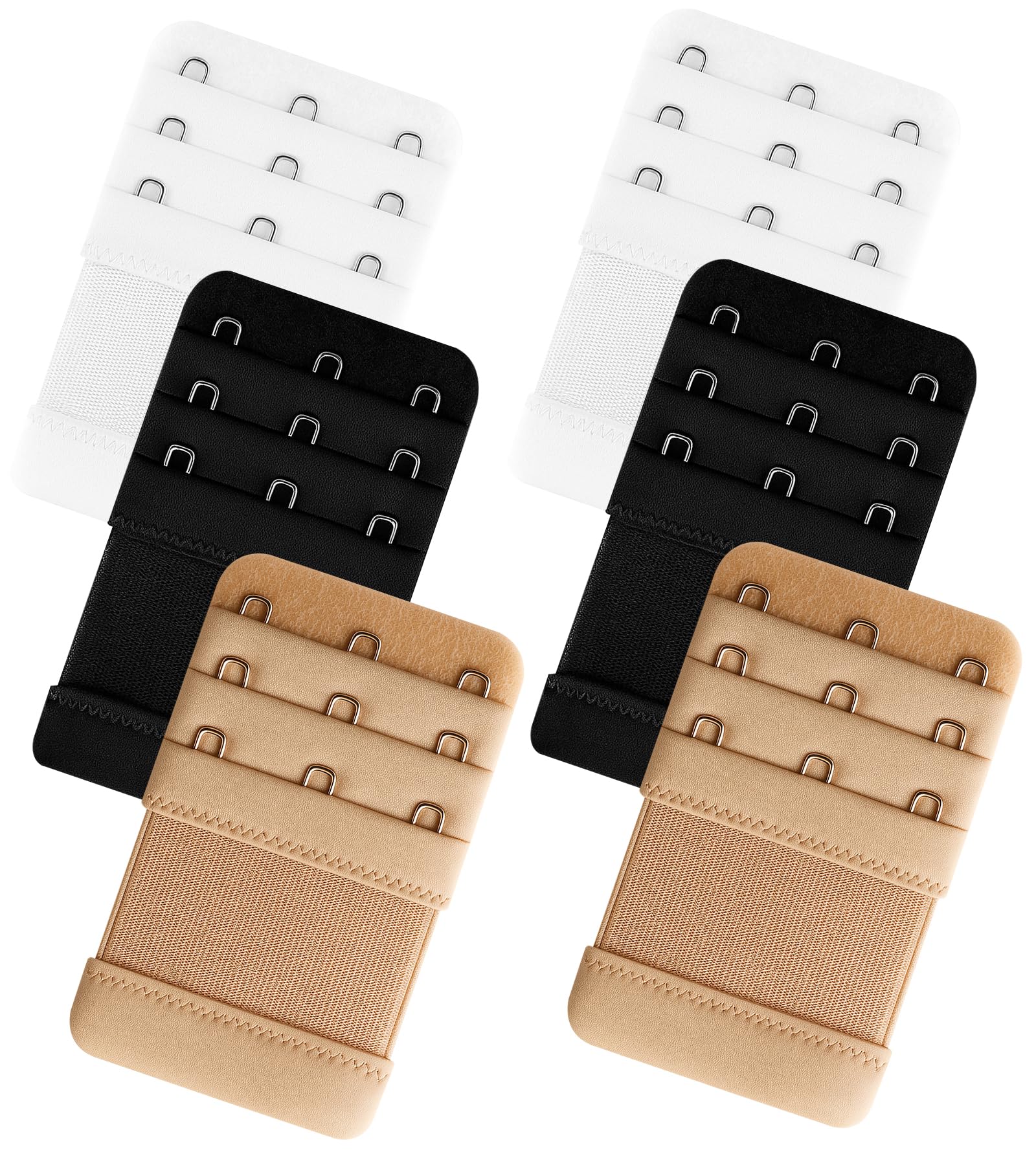 6 Pcs Bra Extenders for Women 3 Hooks & 3 Rows Comfortable Stretchy Bra Extension Strap Multicolor-image-45