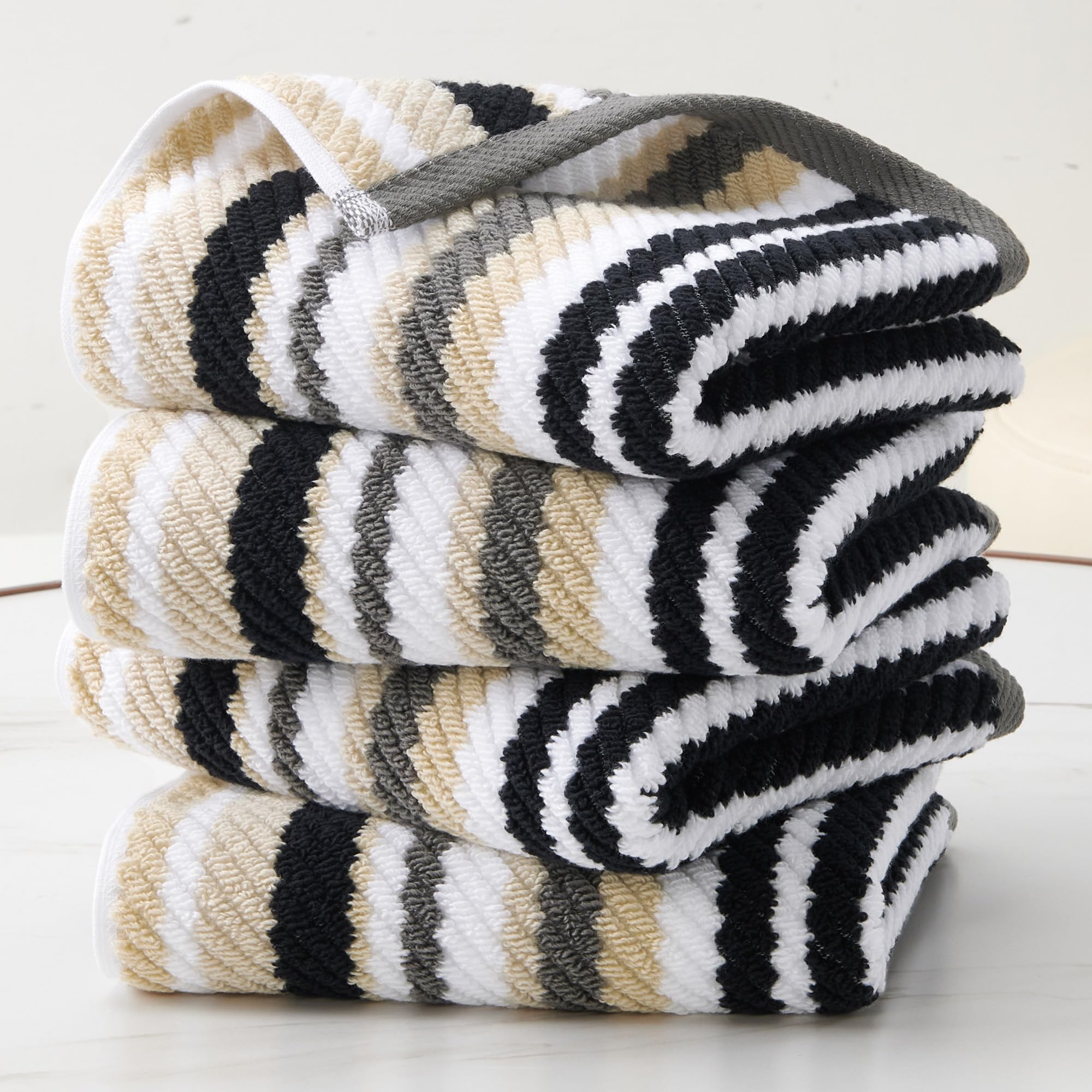 VOOVA & MOVAS Gray Beige Bath Towel Set - Soft & Absorbent -16