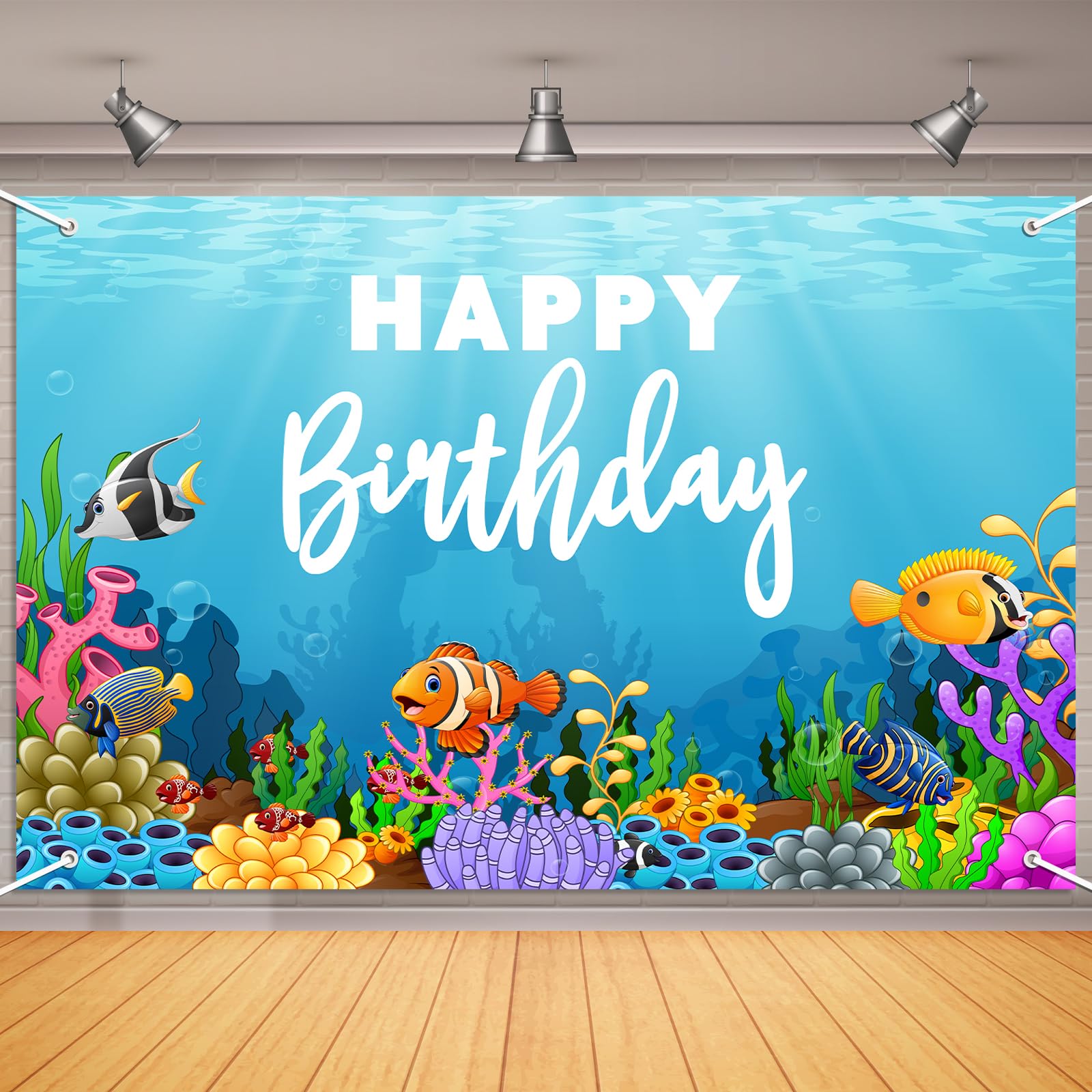 Ocean World Birthday Backdrop 6x4ft Ocean Sea Animal Fish Baby Shower Birthday Background Under The Sea Birthday Party Photography Background