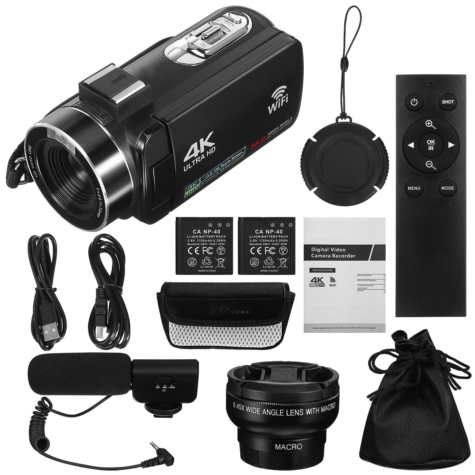 Videocamera Digitale HD Nero Schermo Touch 3 Pollici