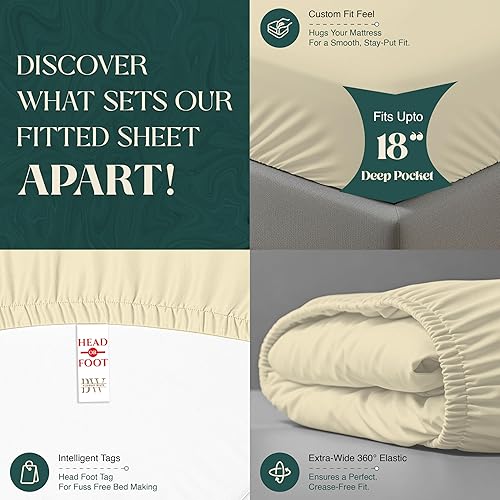 Miniatura 4 de Juego de sábanas 100% de algodón egipcio de 1000 hilos, tamaño King, 4 piezas, tejido satinado, refrescante, suave, resistente a las arrugas,