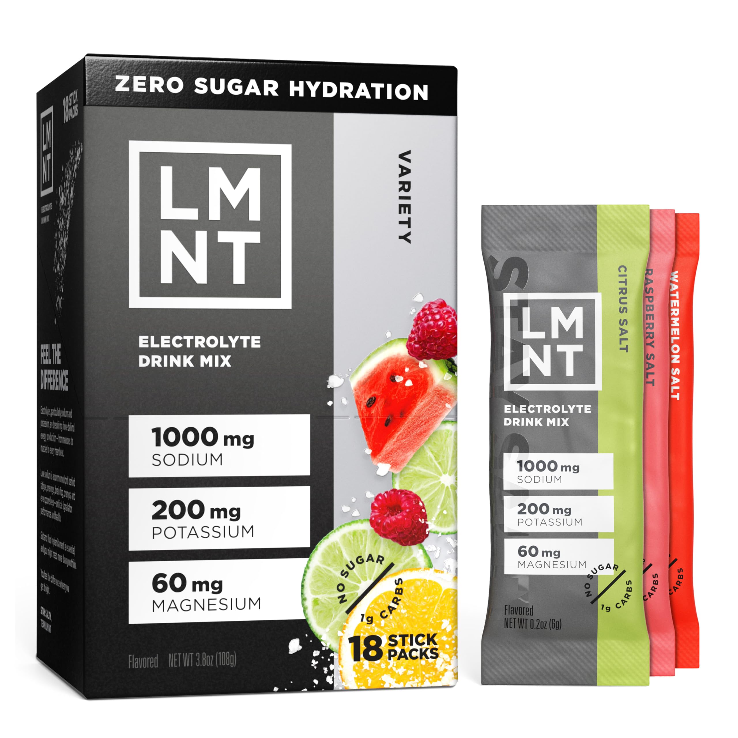 LMNT Zero Sugar Electrolytes - Variety Pack Bundle | Drink Mix | 18-Count