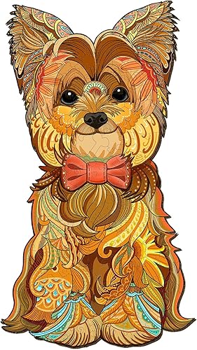 WOODBESTS Rompecabezas de madera para adultos y niños, rompecabezas de Yorkshire, rompecabezas de animales de madera, rompecabezas de corte de