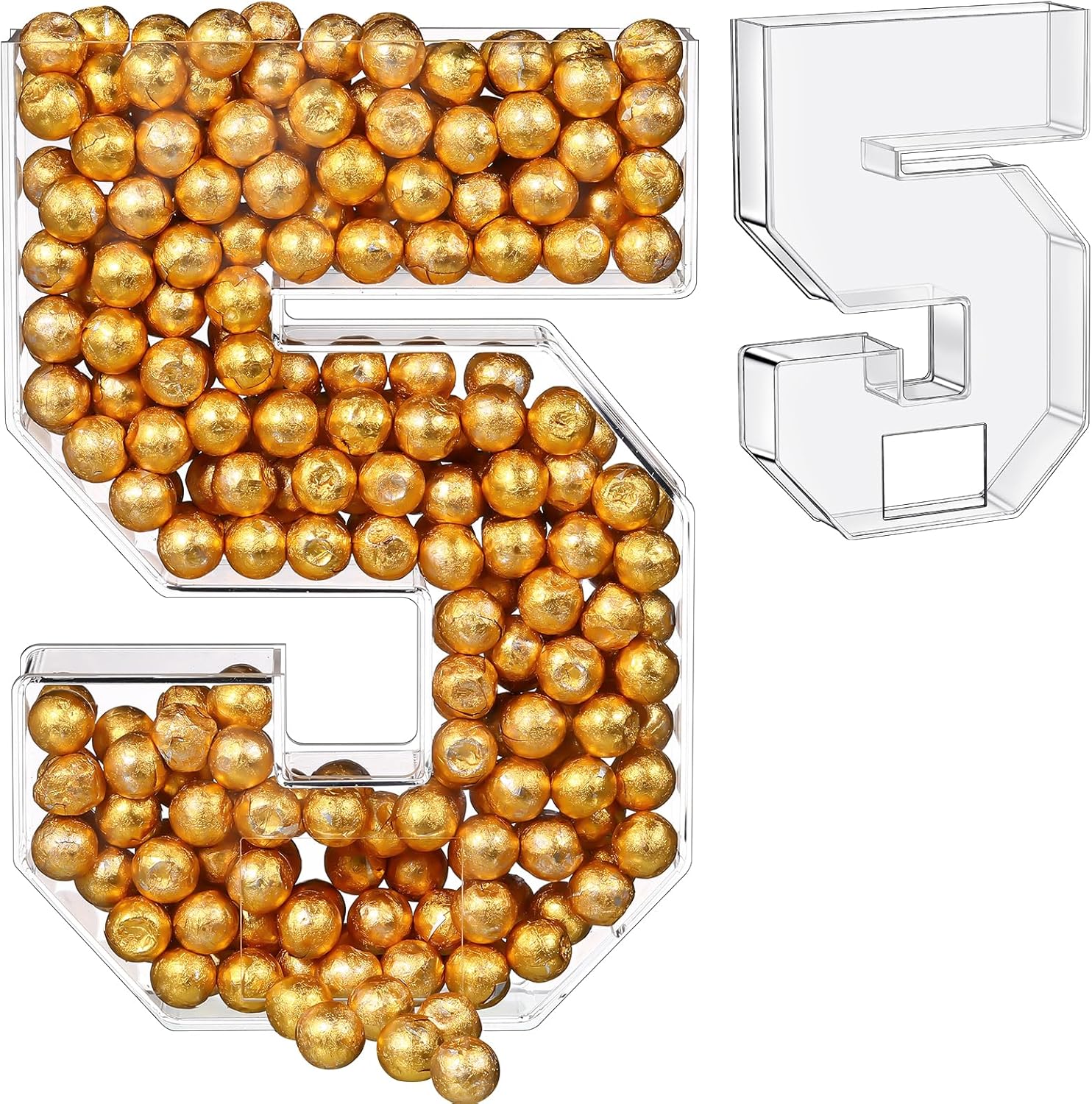 Mifoci 14'' Christmas Acrylic Fillable Number Candy Box Number Containers Display Candy Jar Fillable Clear Candy Container for Christmas New Year Parties Reusable Number Storage Box(Number 5)