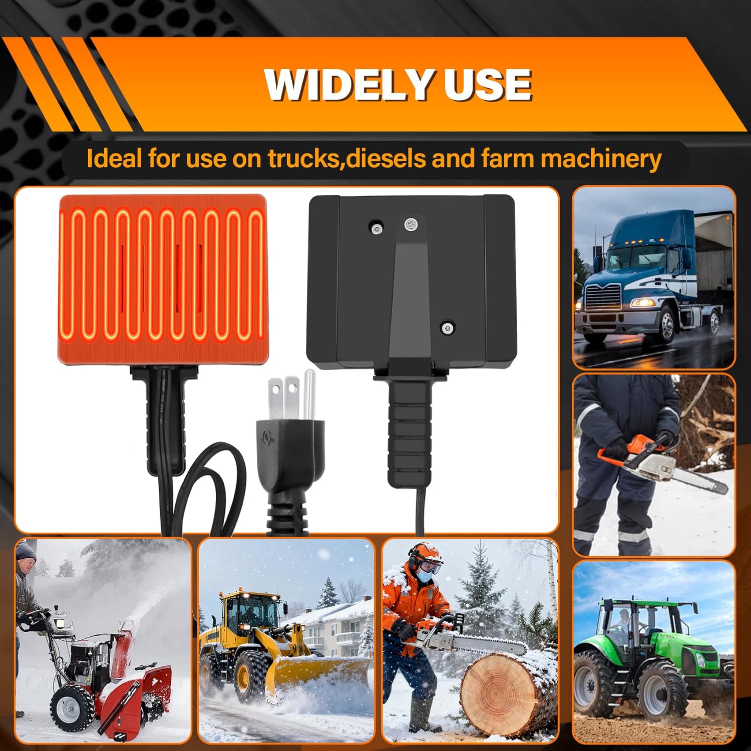 400W 1160 1160X Magnetic Engine Heater for Trucks Farm Machinery Diesel Vehicles,120V Surface-Thermostat Control for Oil Pan and Engine Block Heating