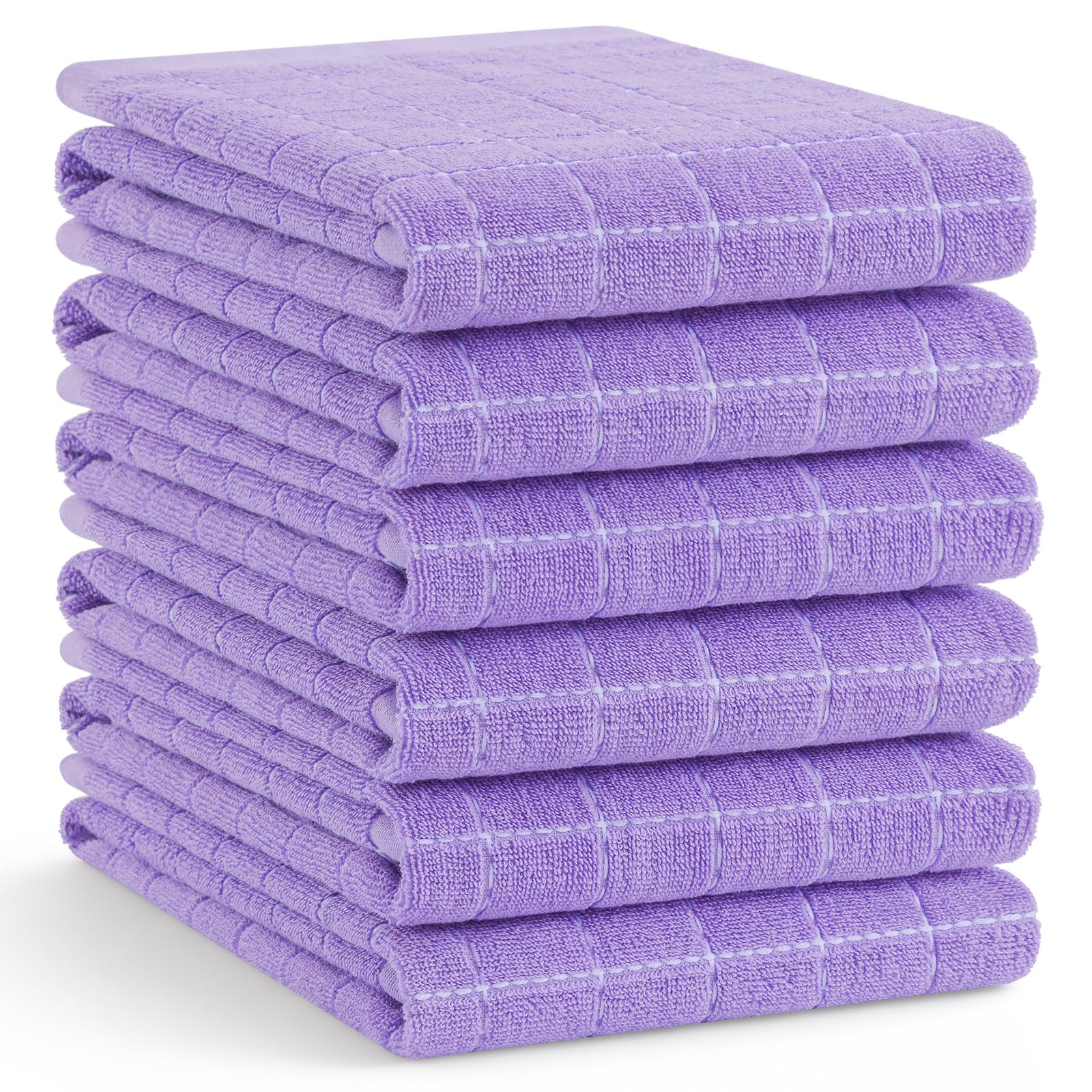 Homaxy 100% Cotton Terry Kitchen Towels, Large 6 Pack, Lavender