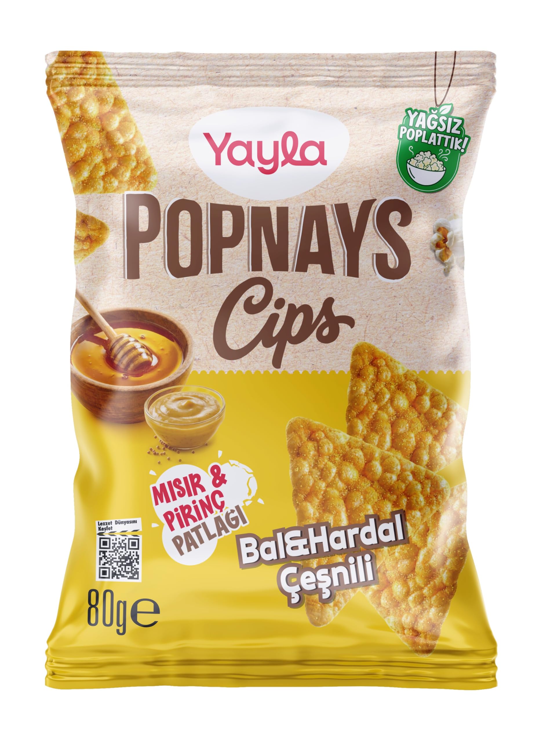 Yayla Popnays Cips Bal & Hardal Üçgen Thin Cips 80 Gram