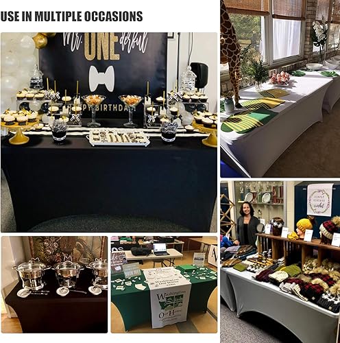Miniatura 9 de SEPARO - Mantel rectangular de elastano de 4 6 y 8pies sin arrugas para fiestas DJ exposiciones comerciales banquetes bodas y cócteles