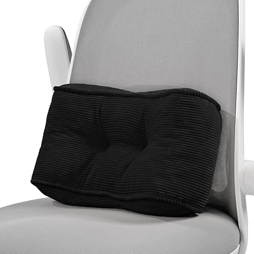 Glyzia Almohada de apoyo lumbar para silla de oficina, almohada de apoyo de espalda de pana para aliviar el dolor de espalda baja, cojín lumbar