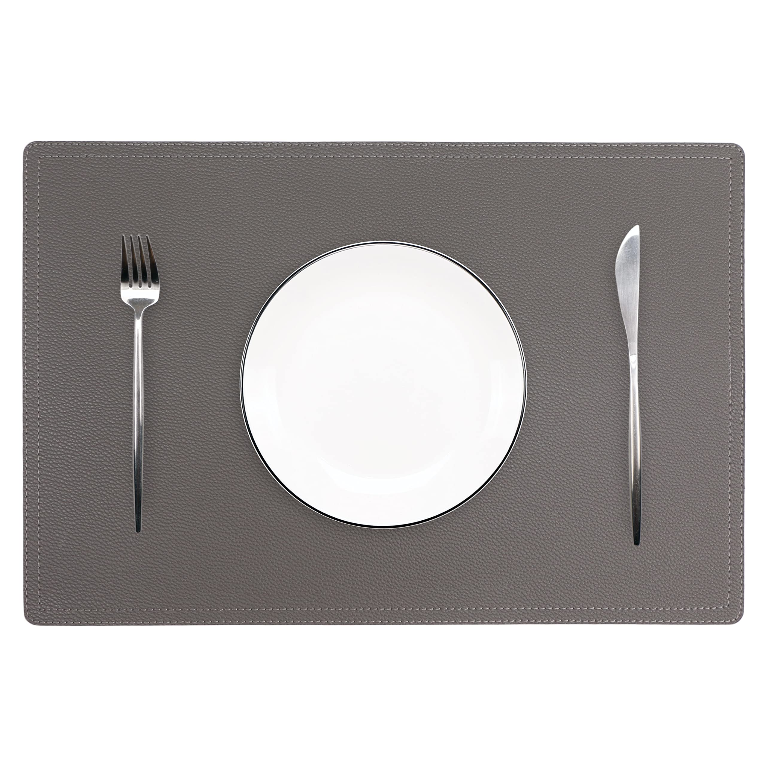 Set of 4 Faux Leather Placemats, PU Table Mats, Waterproof, Stain Resistant, Heat Resistant, Non-Slip Easy to Clean for Kitchen Dining Table,