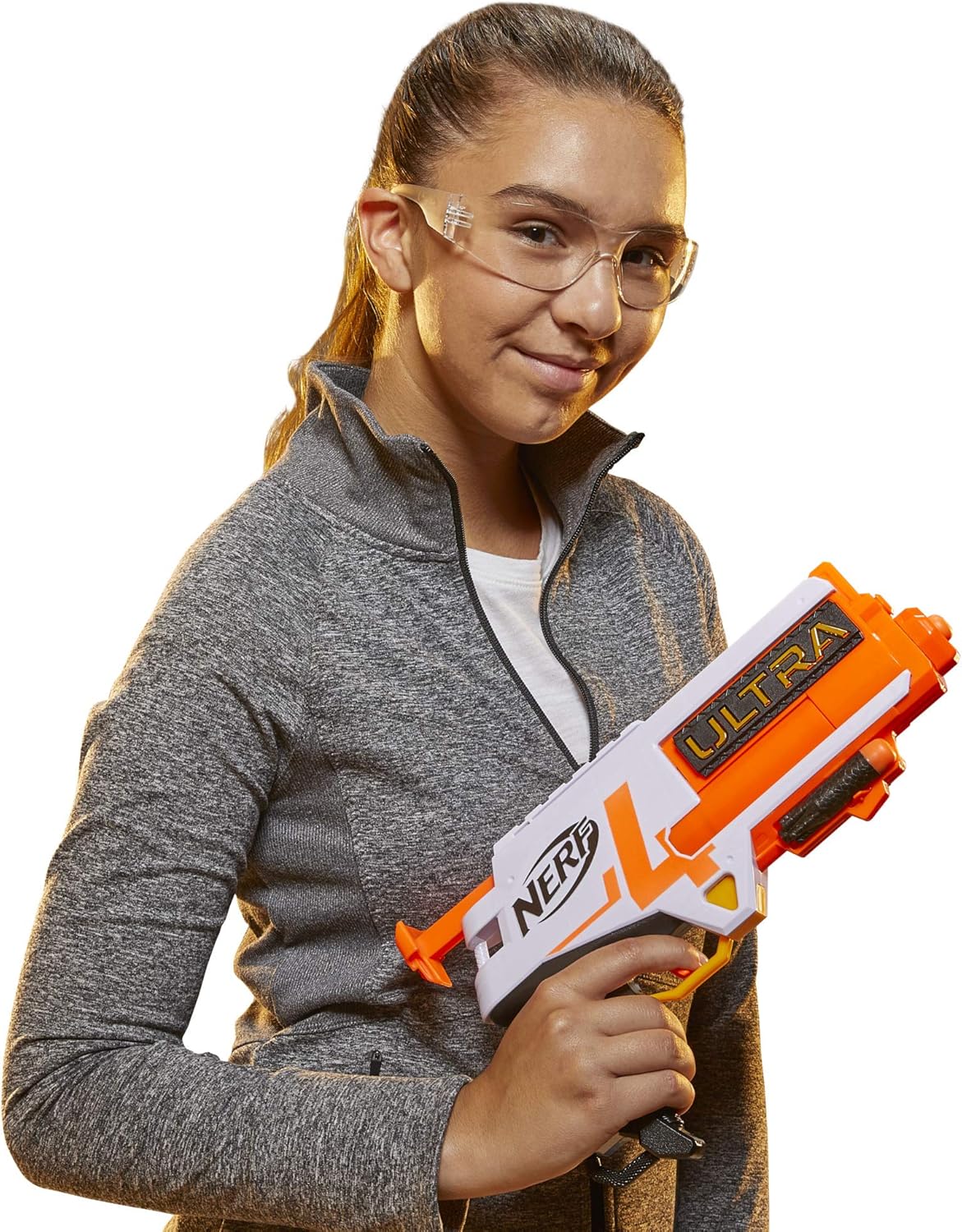 Nerf Ultra Four Dart Blaster - 4 Ultra Darts, Single-Shot Blasting, 2-Dart Storage - Compatible Only Ultra Darts
